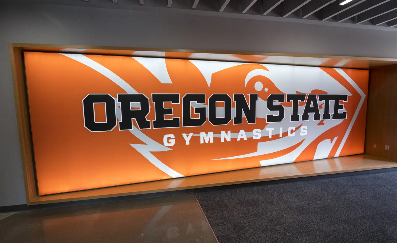 OSU gymnastic practice facility wall signage made by Infinity Images