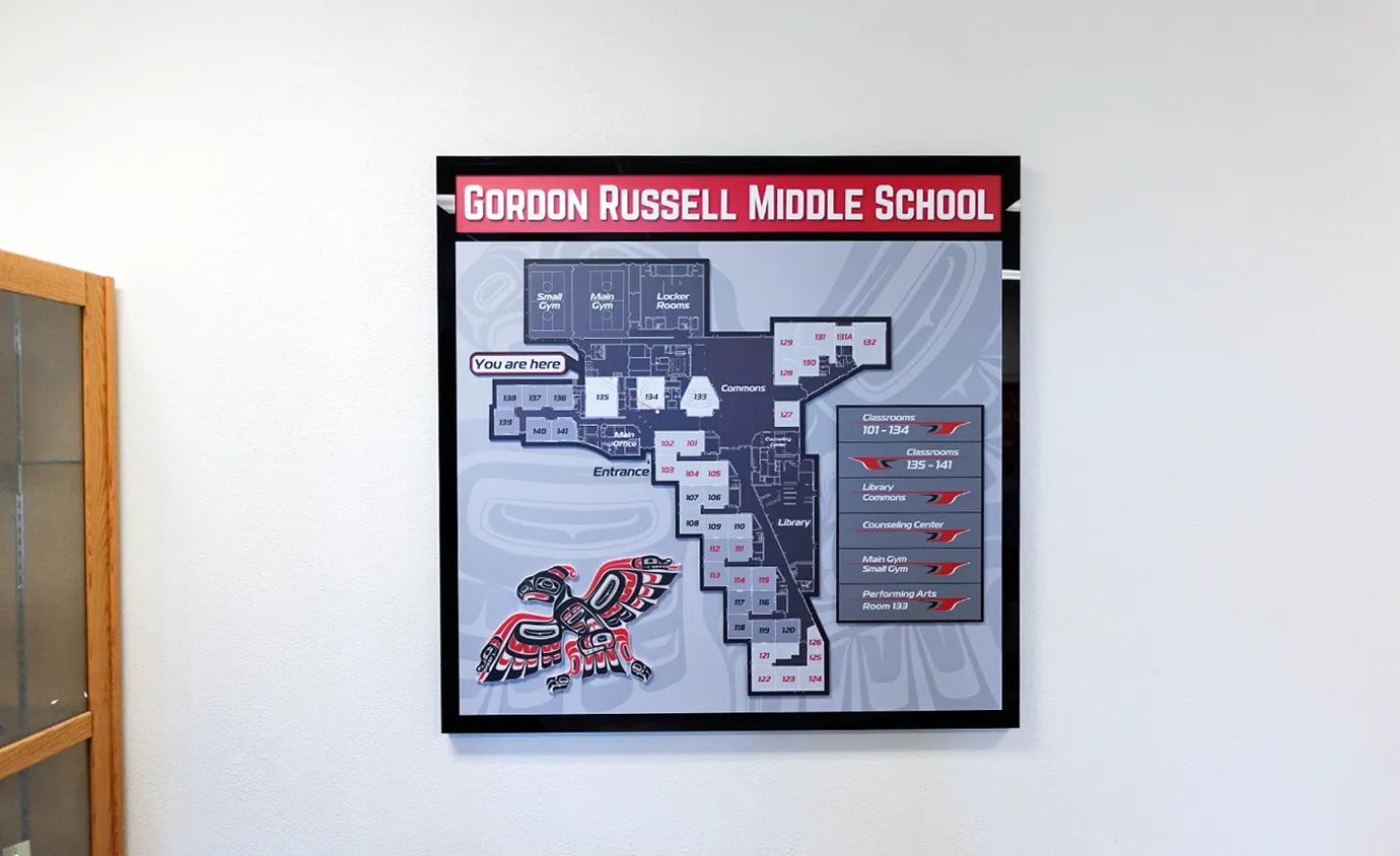 Gordon Russell Wayfinding signage made by Infinity Images