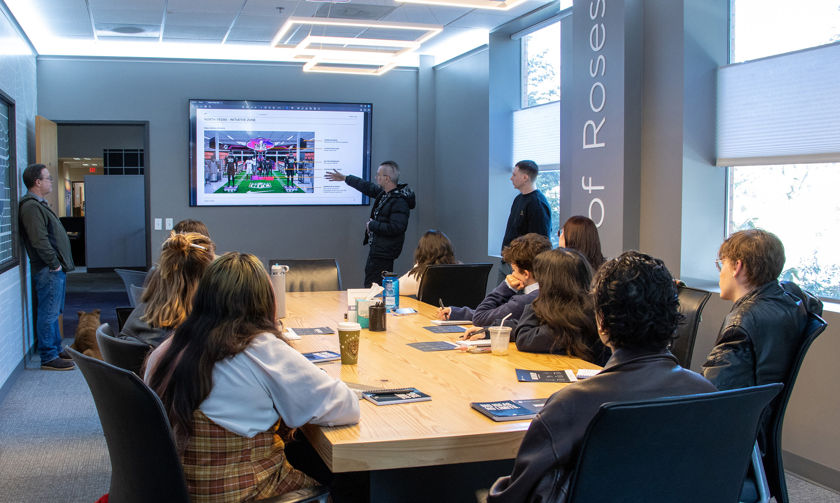 large printed display on the outside of a building