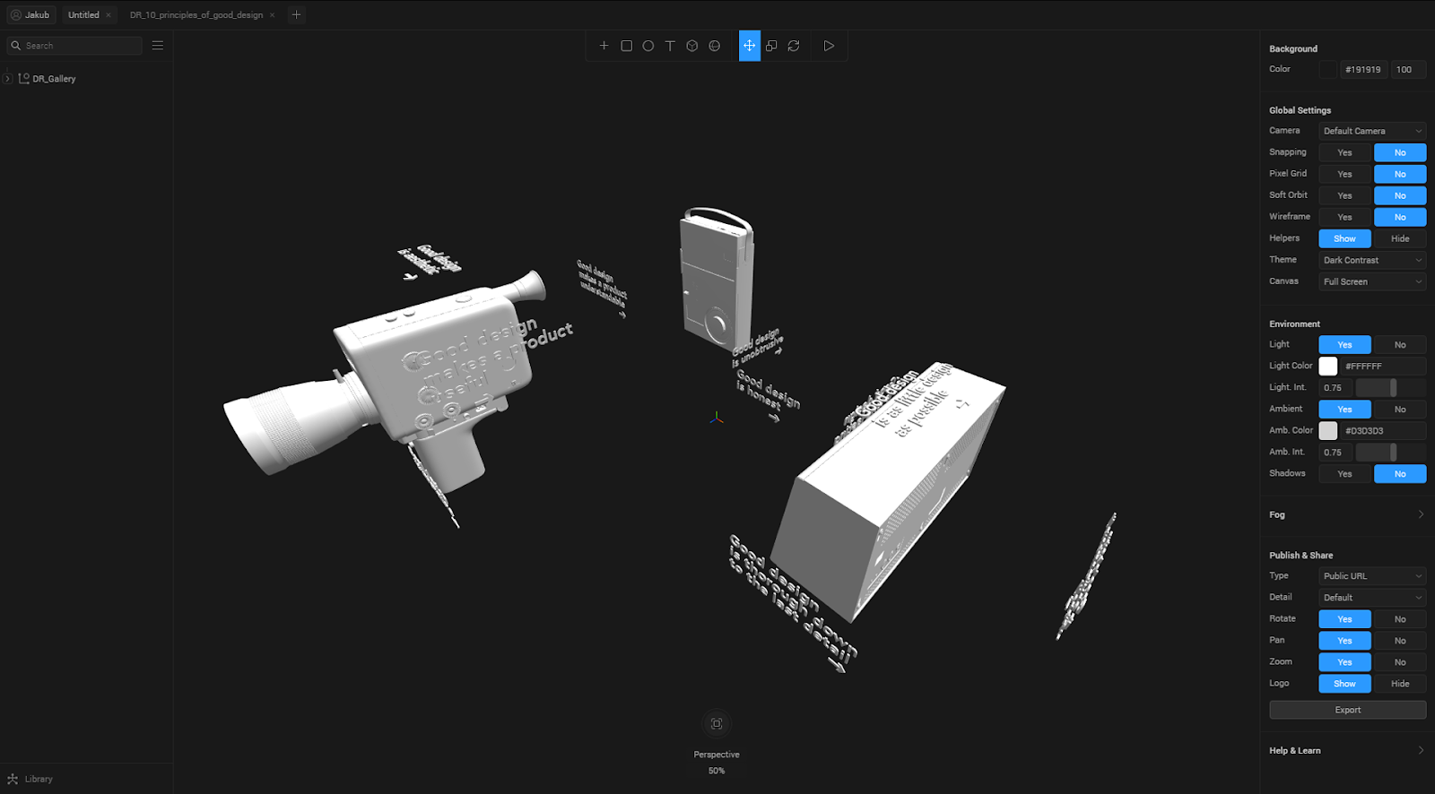 Spline interaction tutorial - perspective camera view