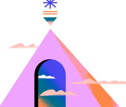 Abstract pyramid illustration with circle — decorative