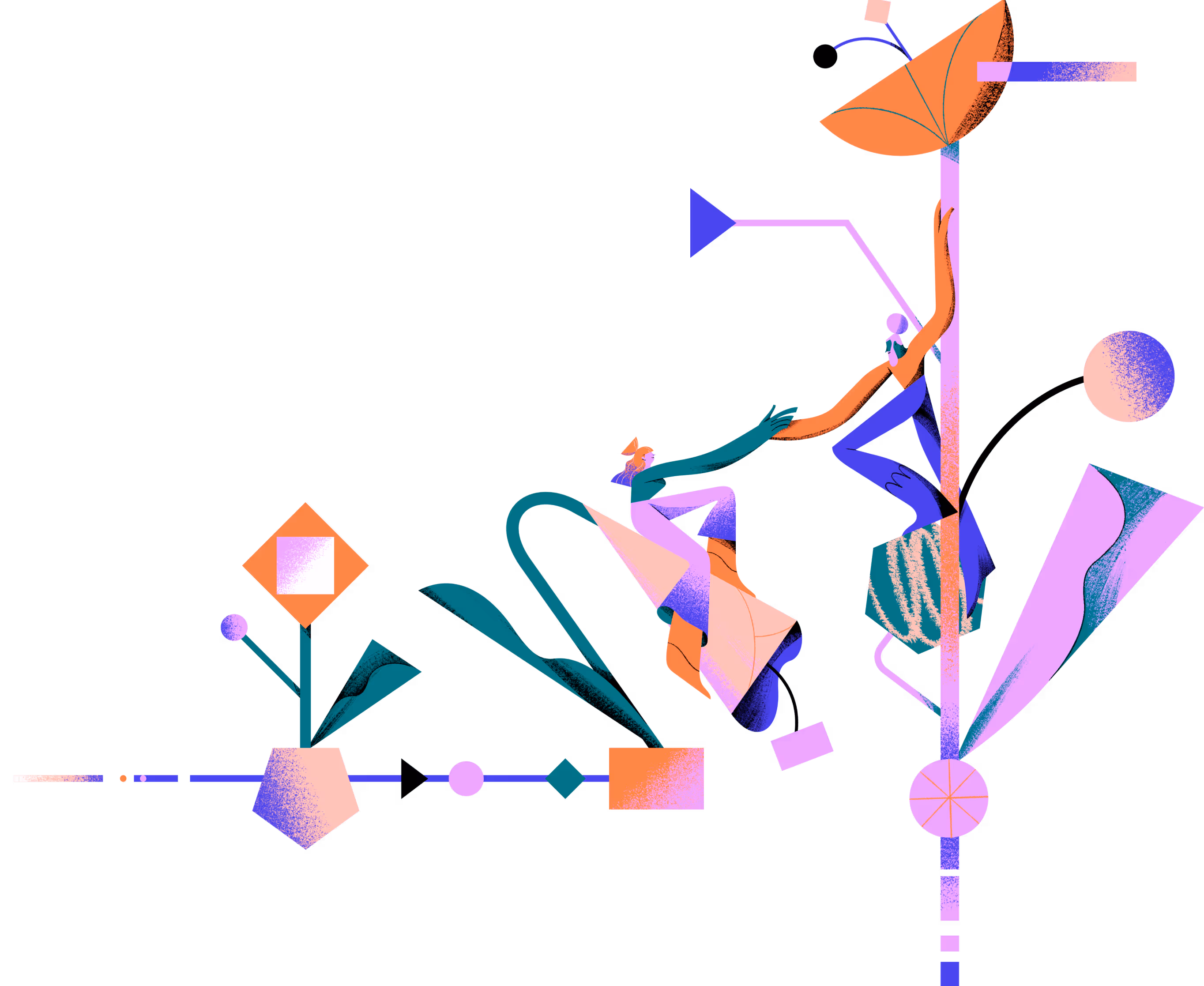 people collaborating on pole