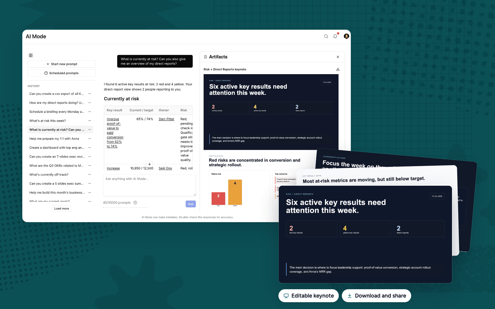Create keynotes and executive decks from Tability AI Mode