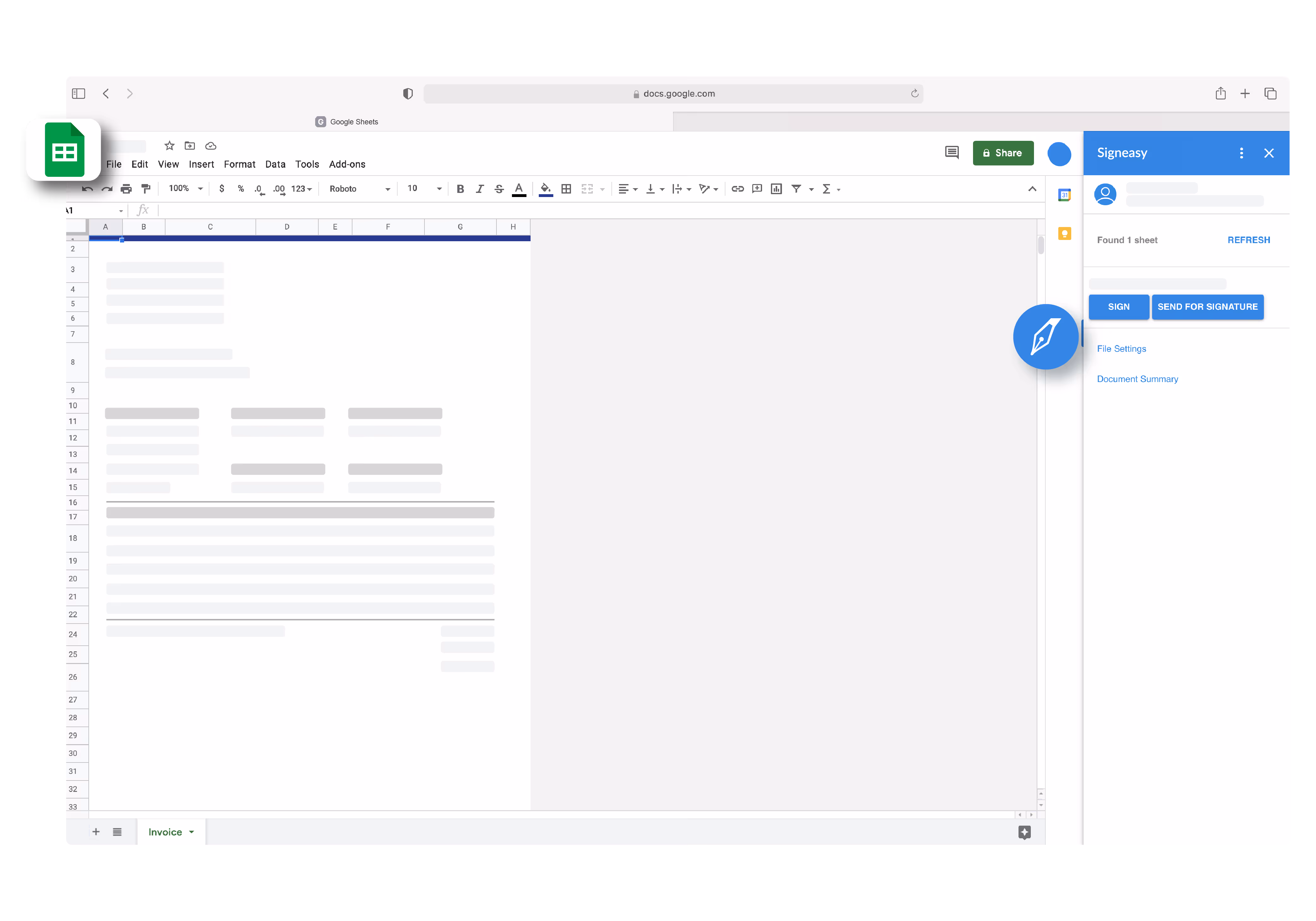 Signeasy for GoogleSheets