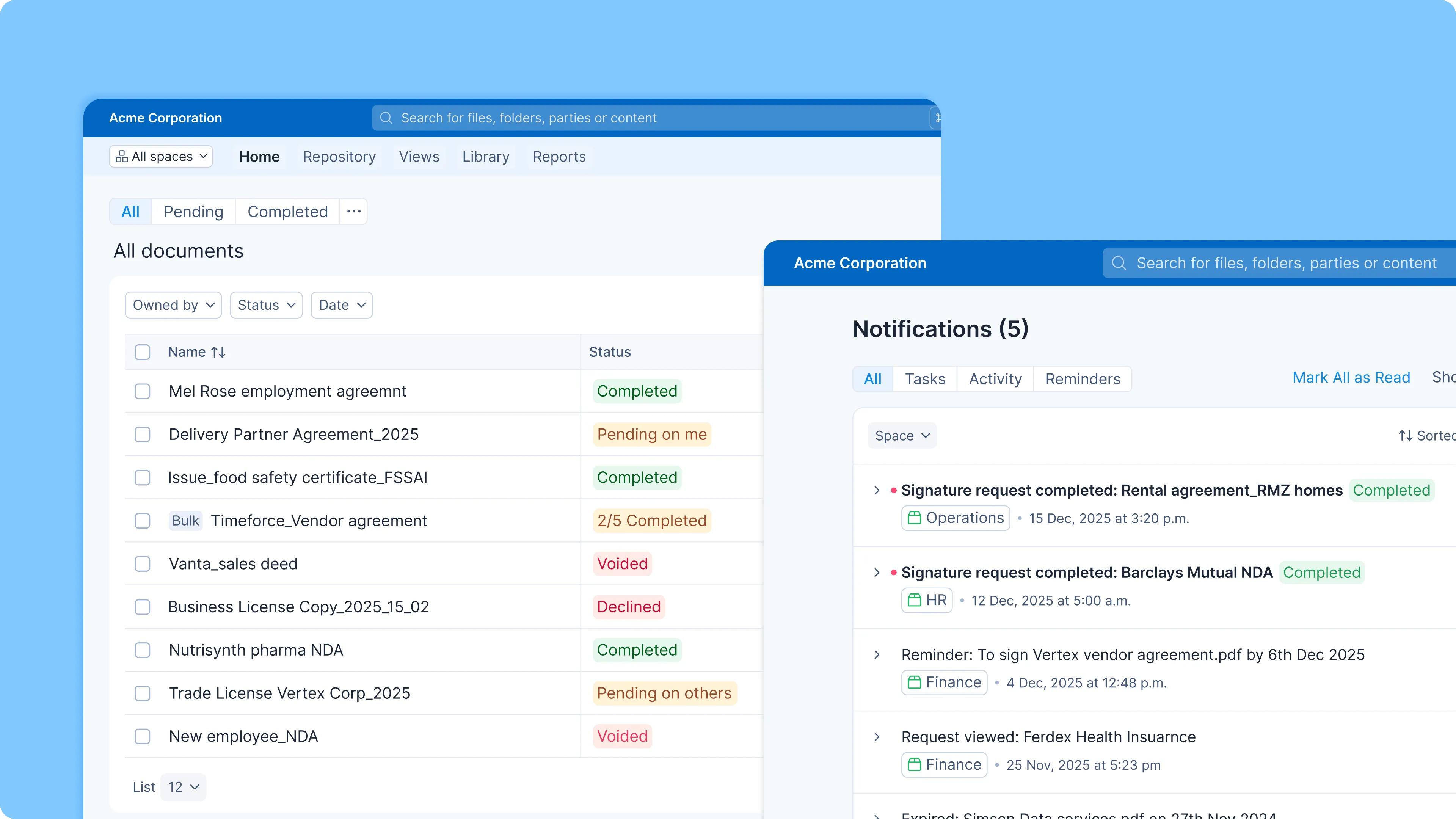 Contract Tracking & Notifications