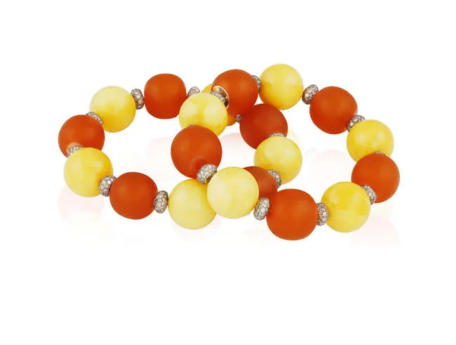 A PAIR OF AMBER AND DIAMOND BRACELETS, BY MICHELE DELLA VALLE
