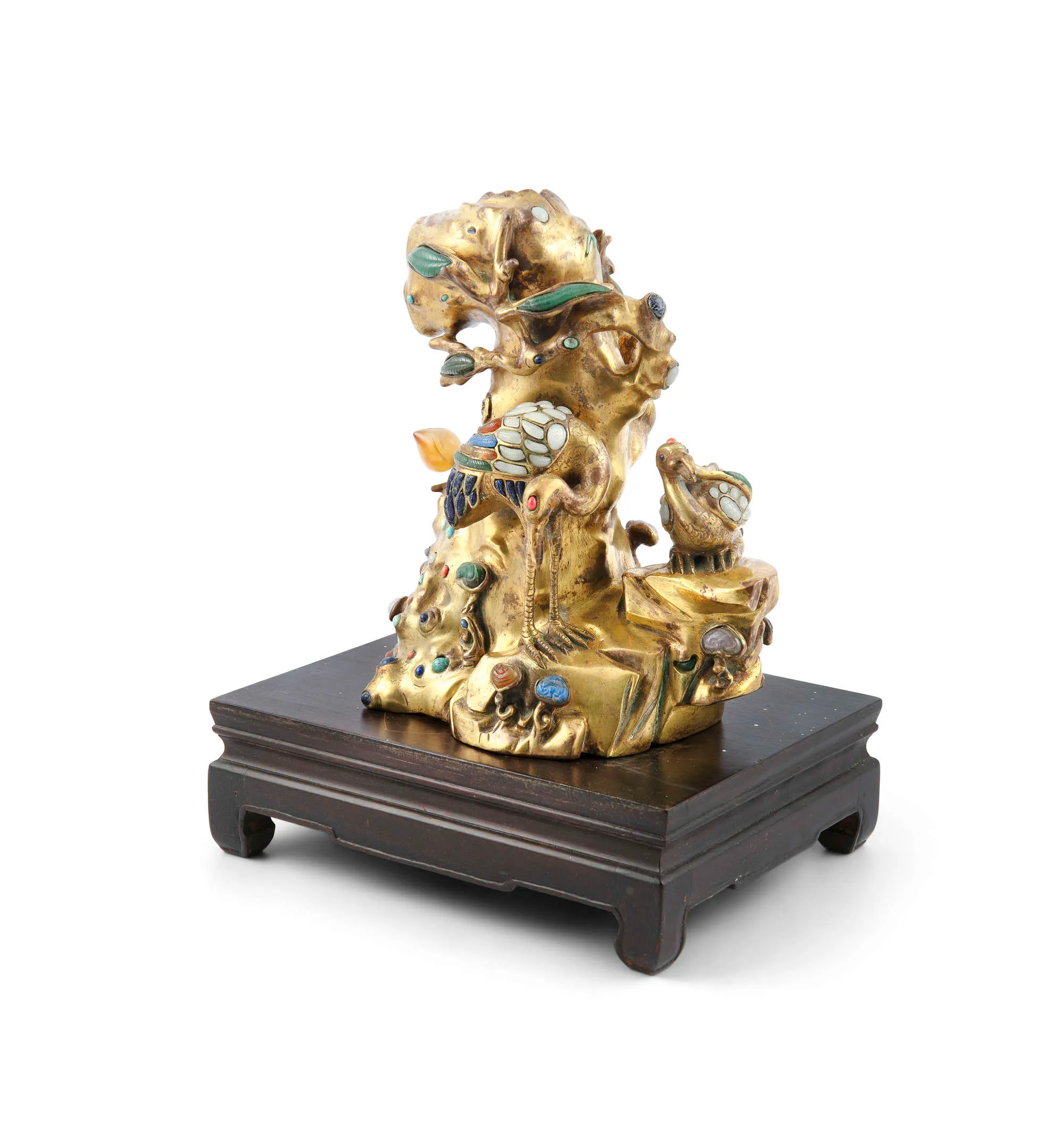 A CHINESE GILT BRONZE AND 'JEWELLED' CENSOR
