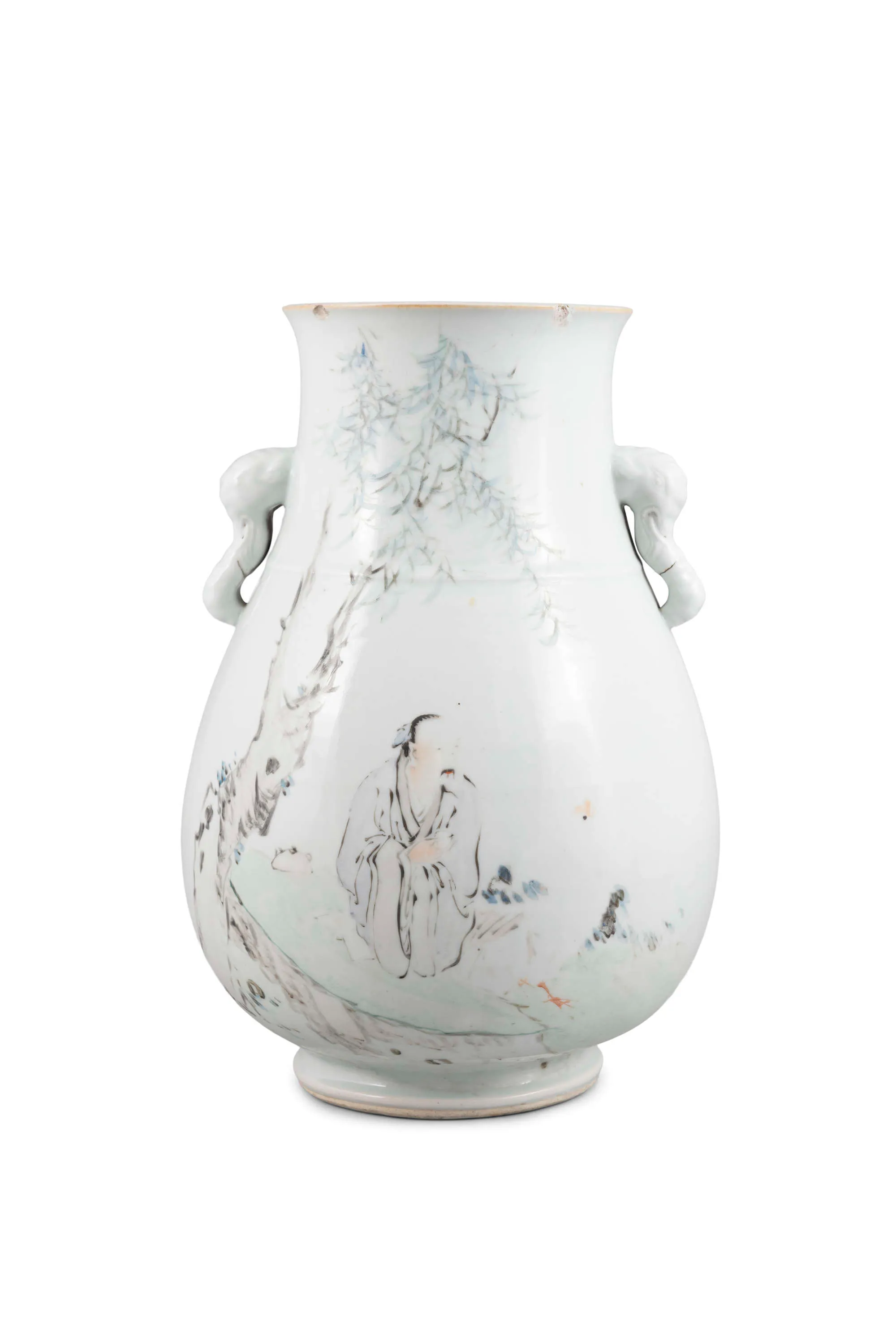 A QIANJIANGCAI ENAMEL 'SCHOLAR' ZUN VASE, MARKED REN HUAN ZHANG
