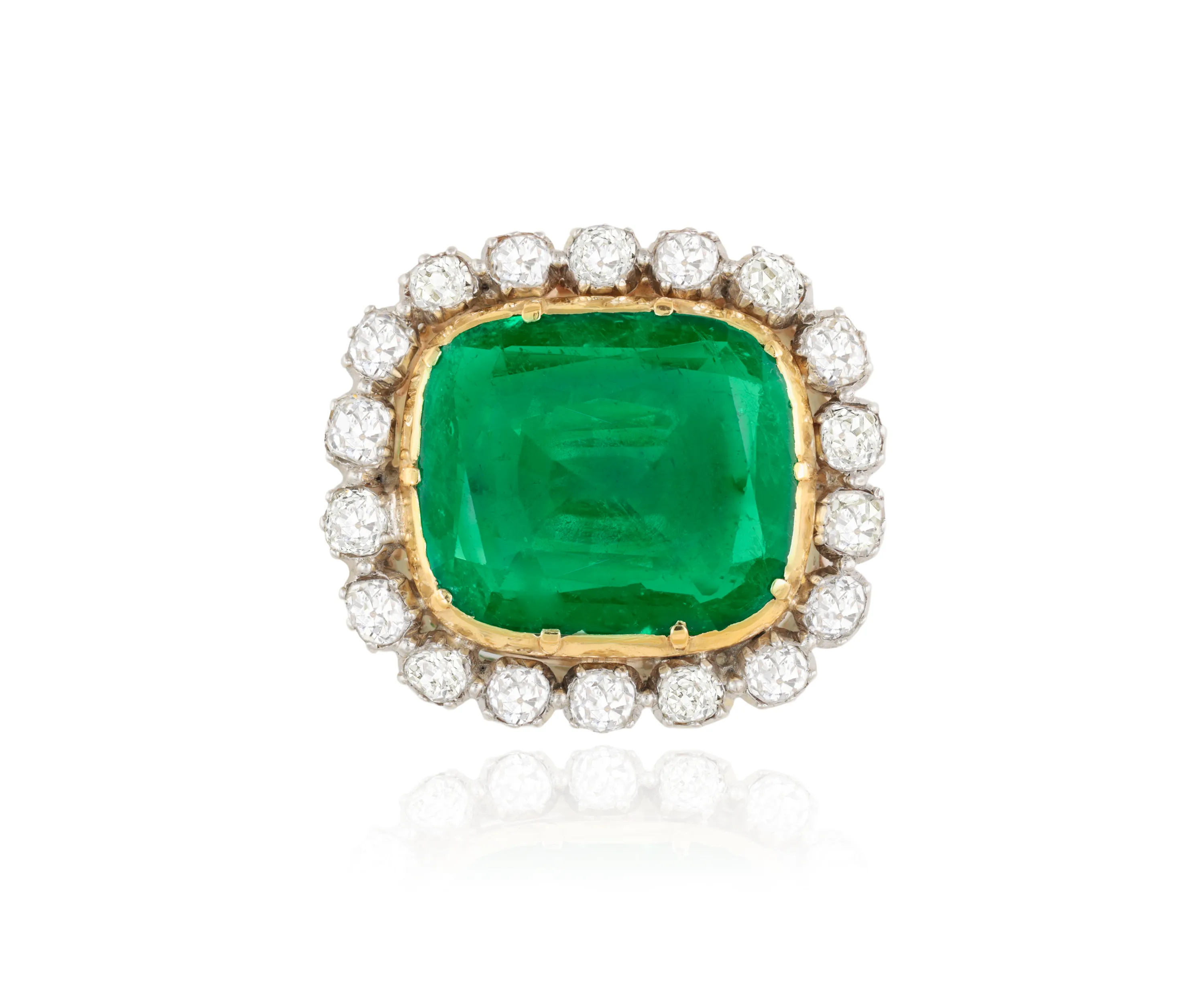 A LATE 19TH CENTURY EMERALD AND DIAMOND BROOCH