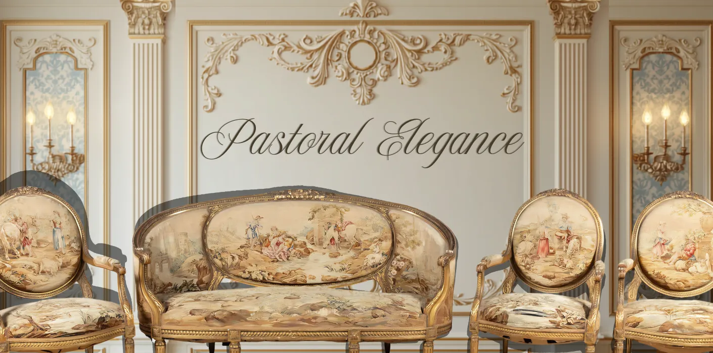 Pastoral Elegance: A Louis XVI Style Giltwood Saloon Suite