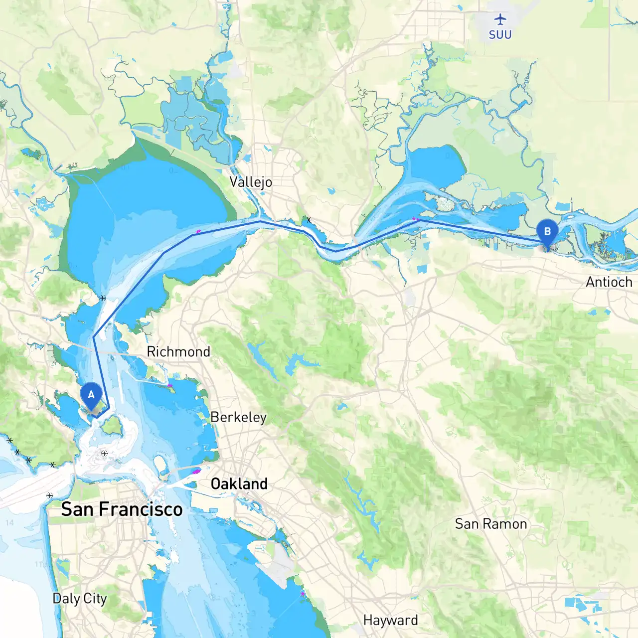 San Francisco to Pittsburg