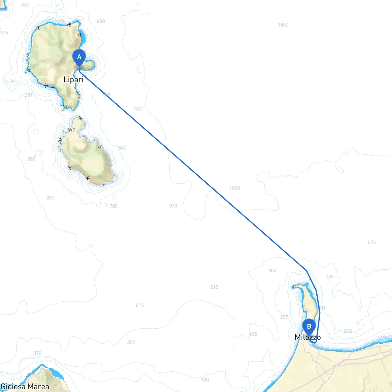Lipari to Milazzo