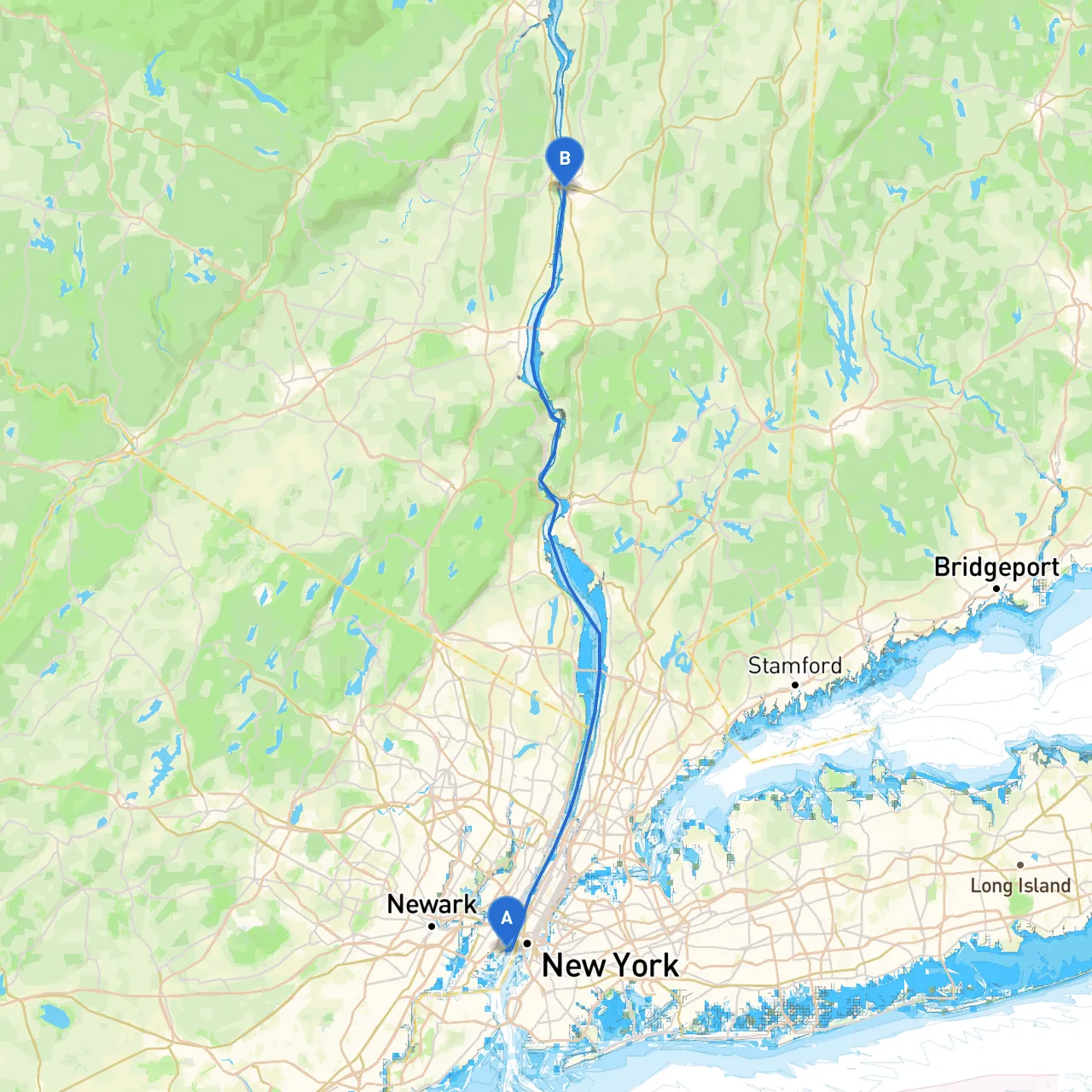 Jersey City to Poughkeepsie