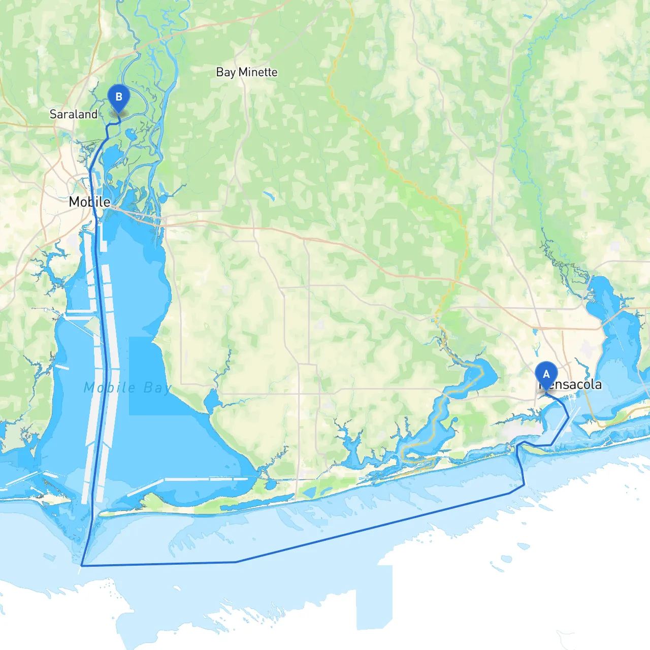 Pensacola to Mobile