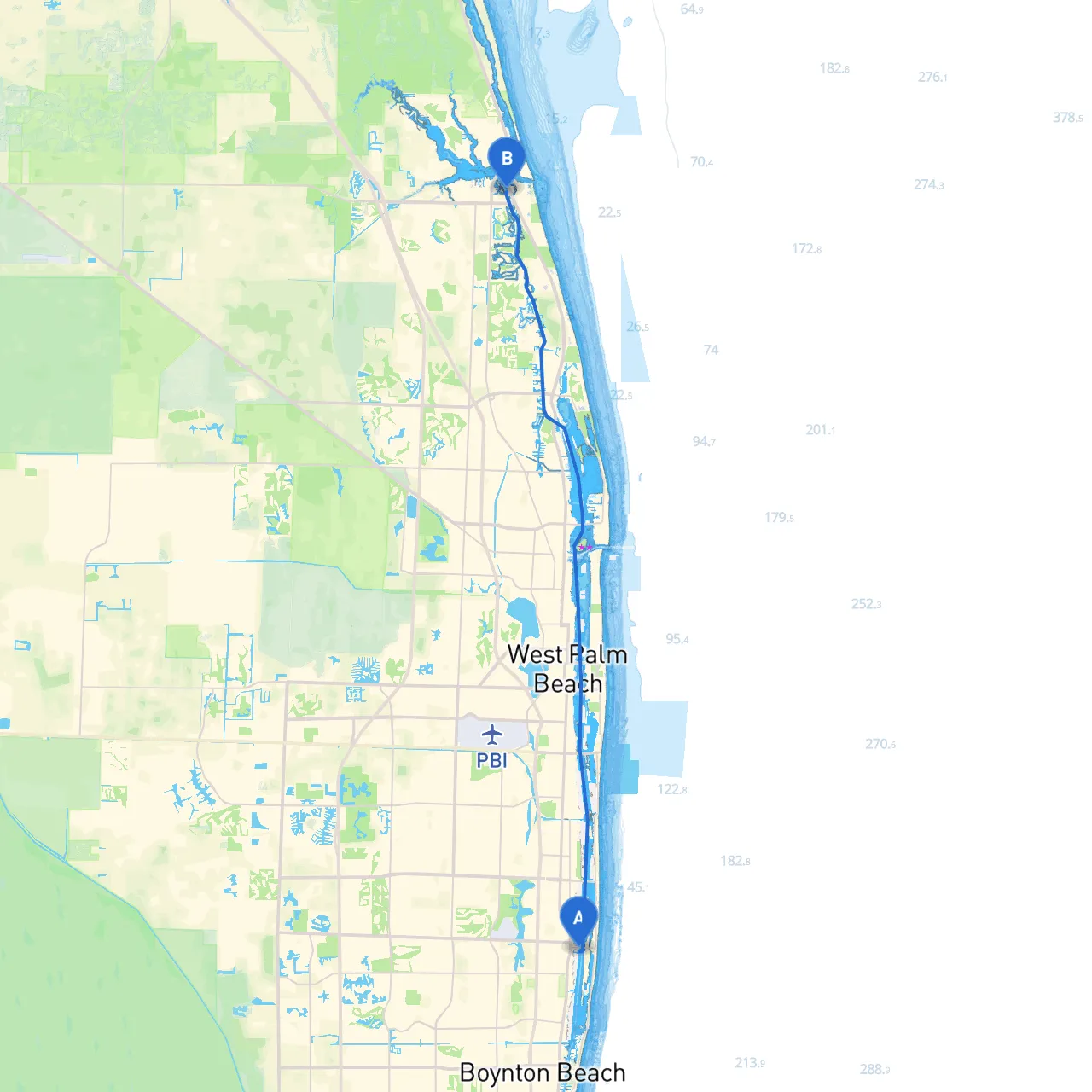 Lantana to Jupiter
