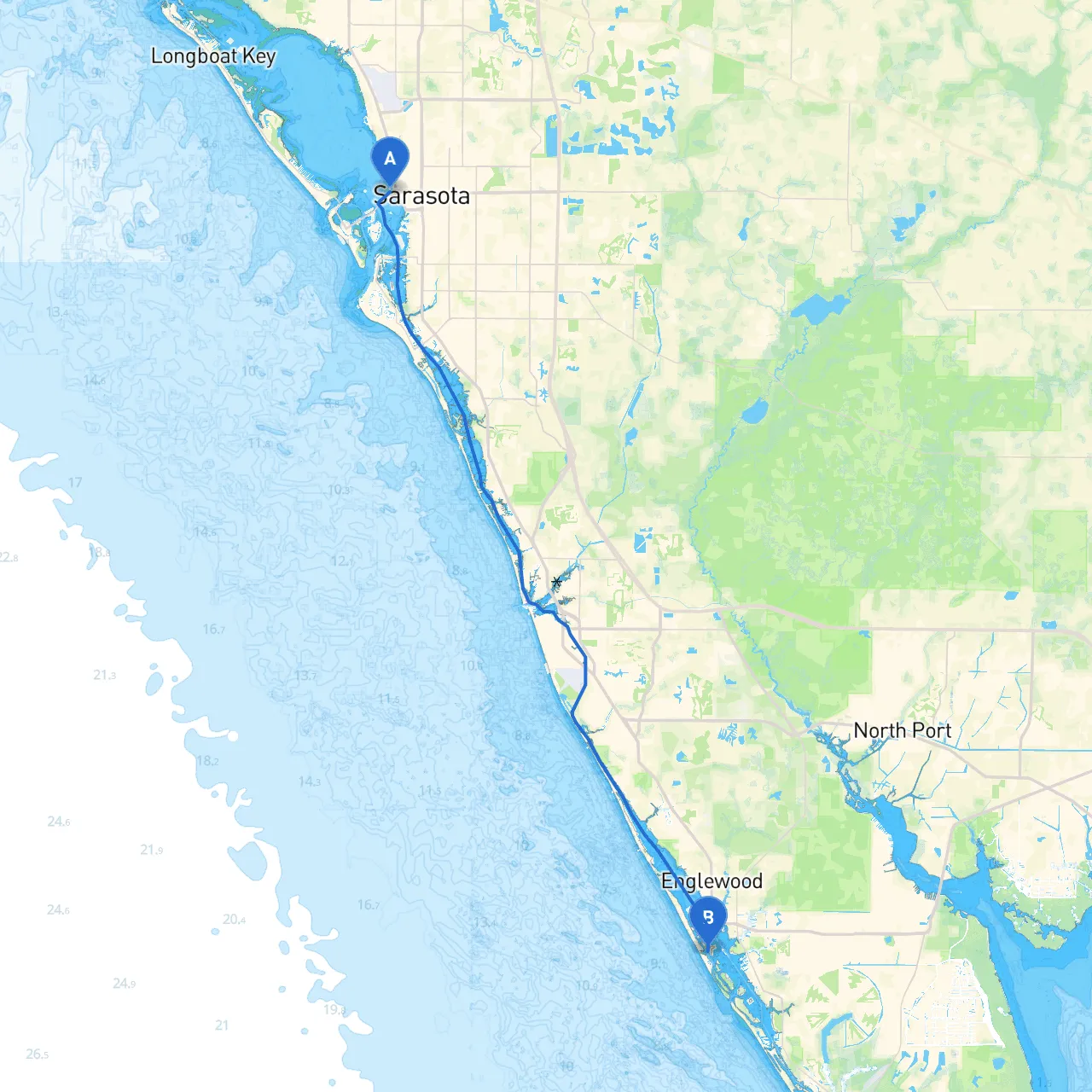 Sarasota to Manasota Key