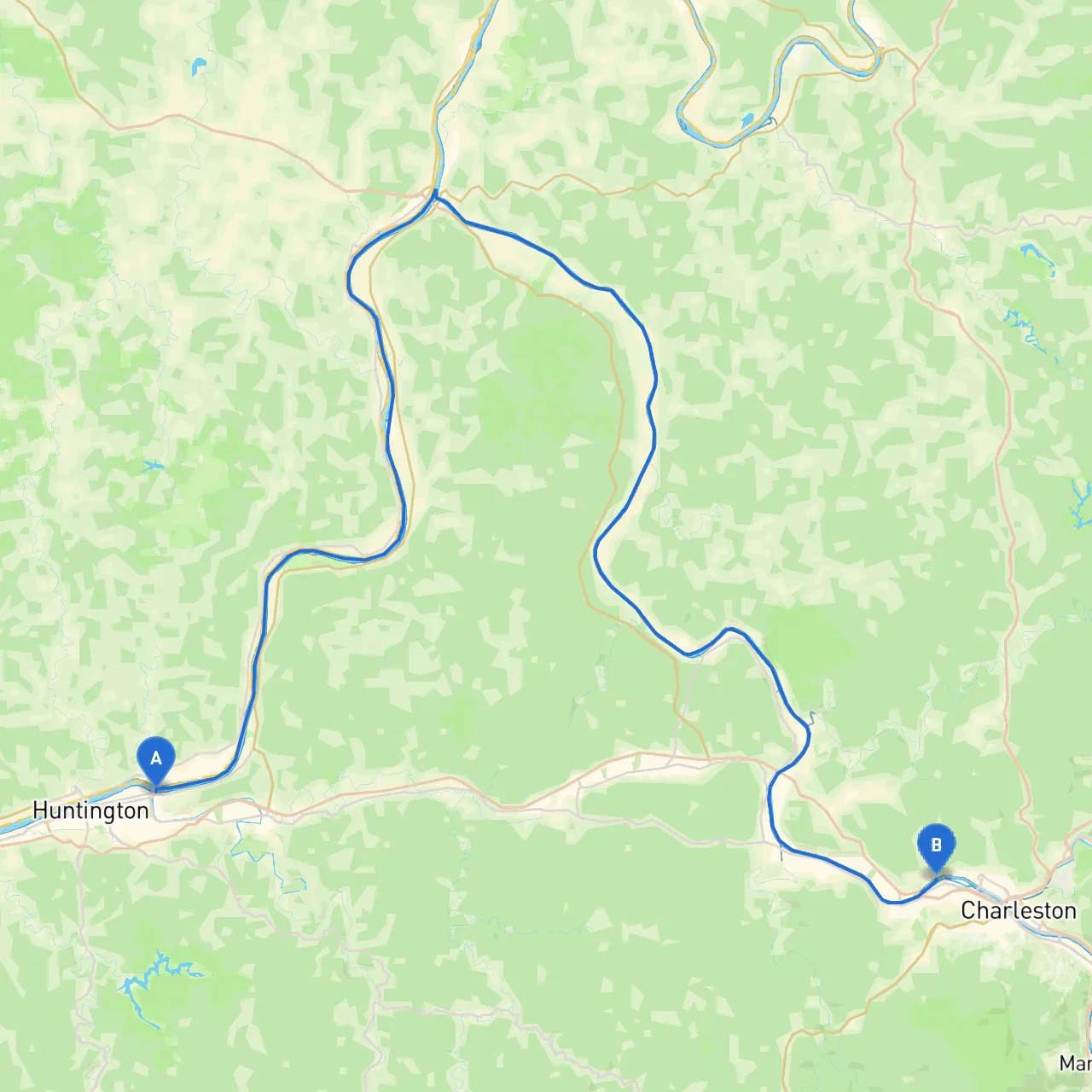 Huntington to Charleston
