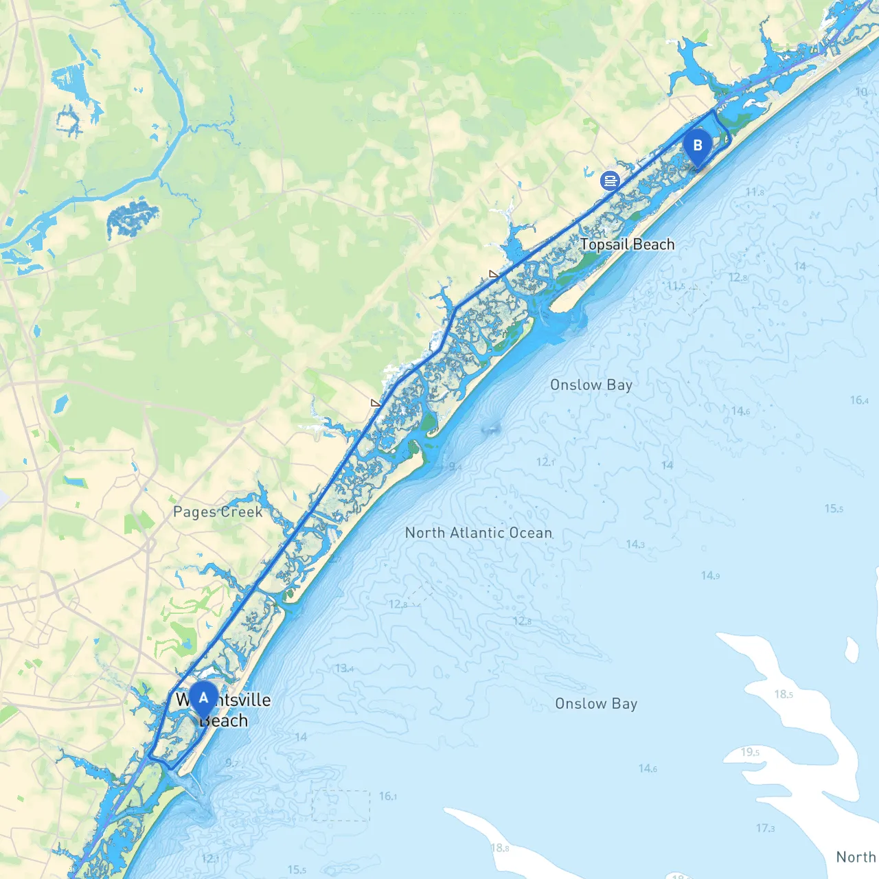 Wrightsville Beach to Topsail Beach