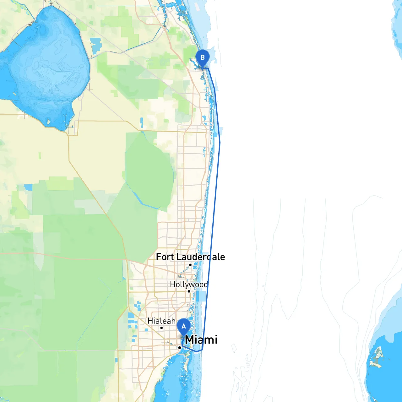 Miami to Jupiter