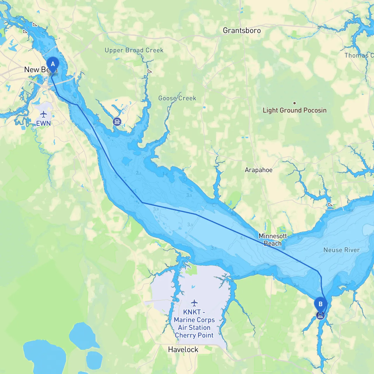 New Bern to Havelock