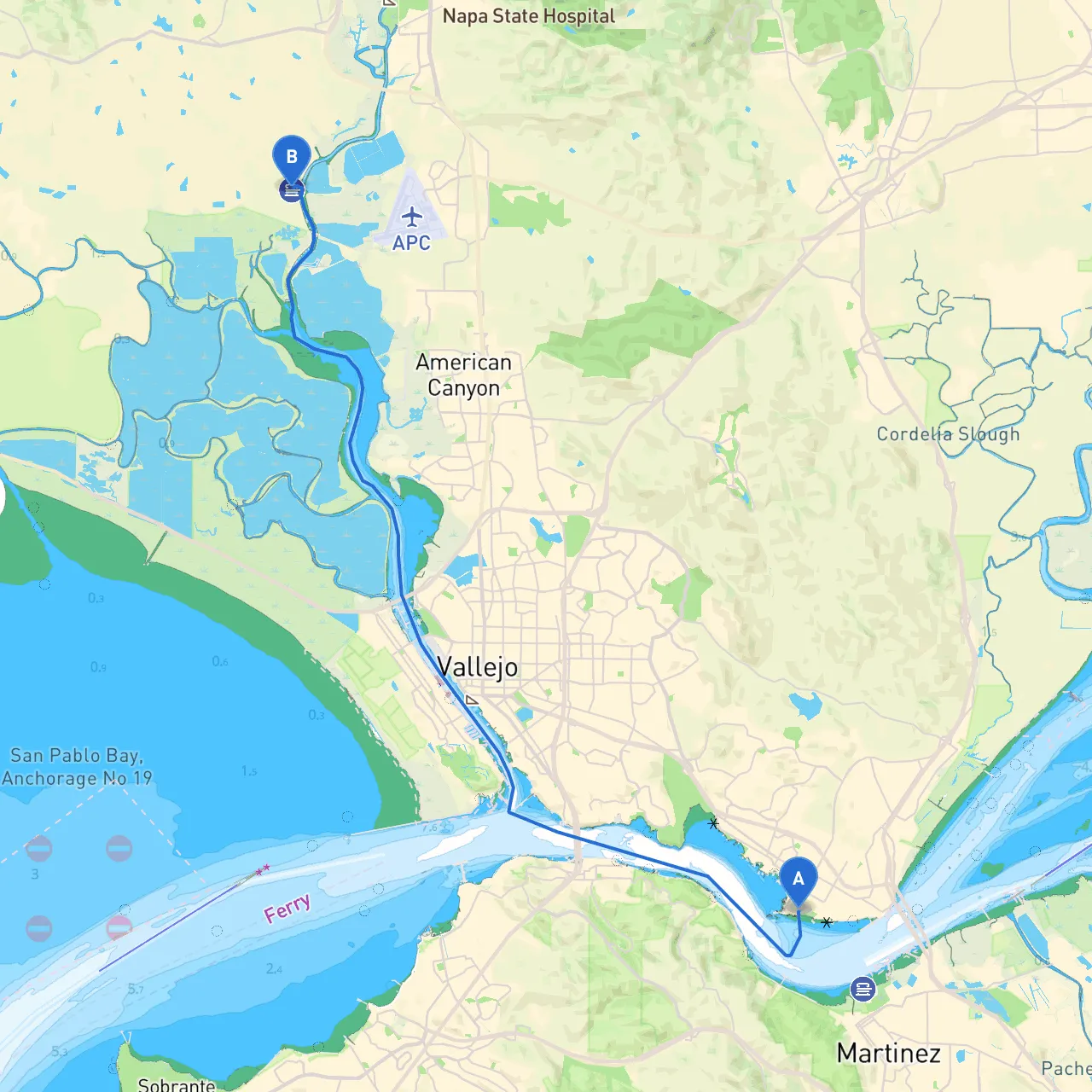 Benicia to Napa