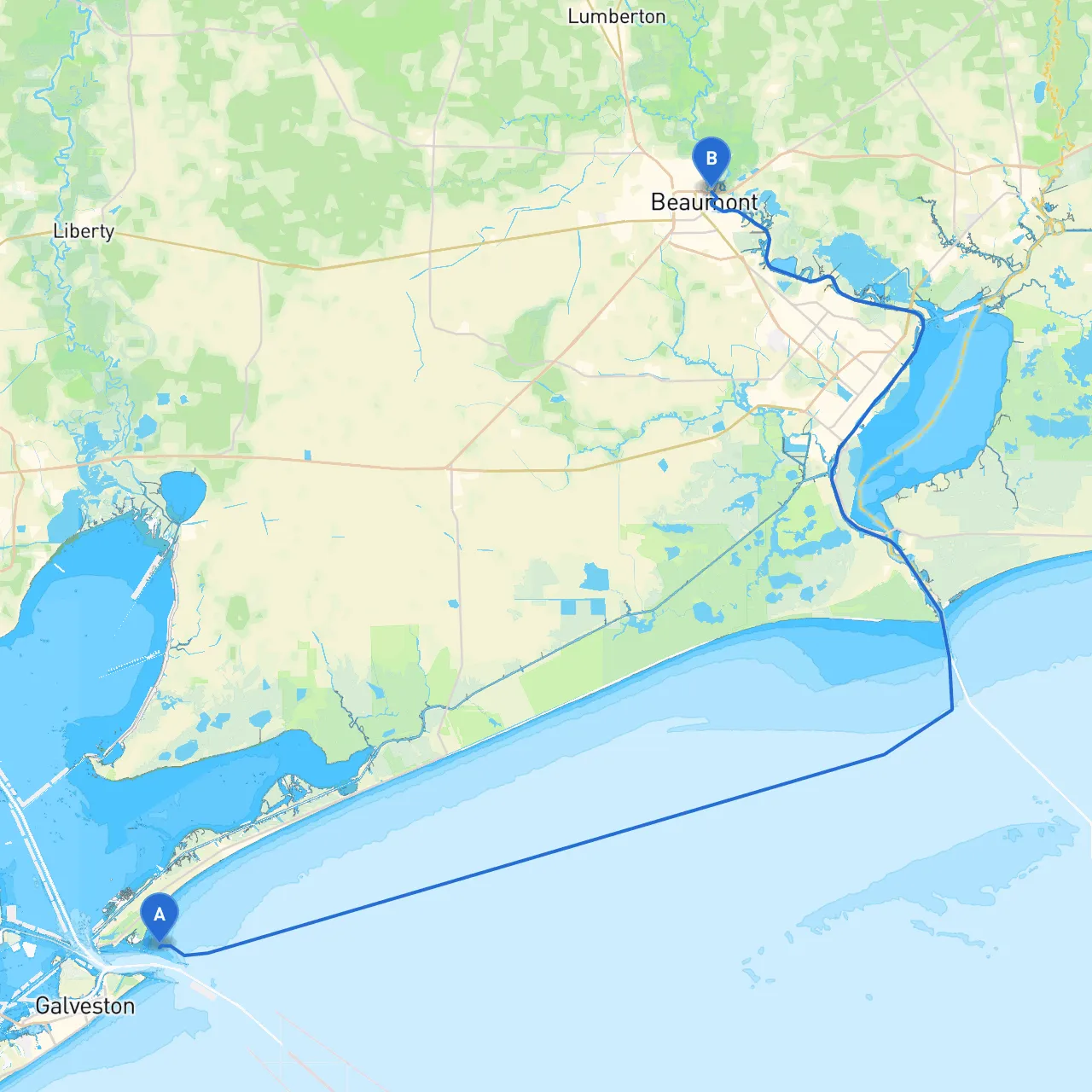 Galveston to Beaumont