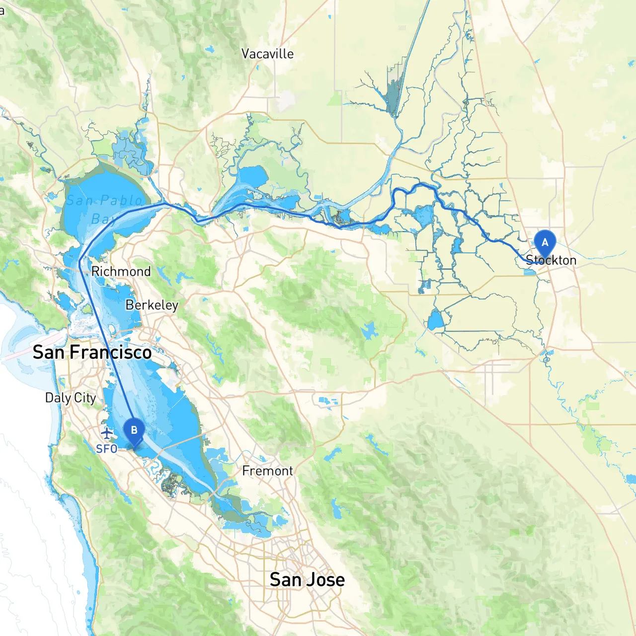 Stockton to San Mateo