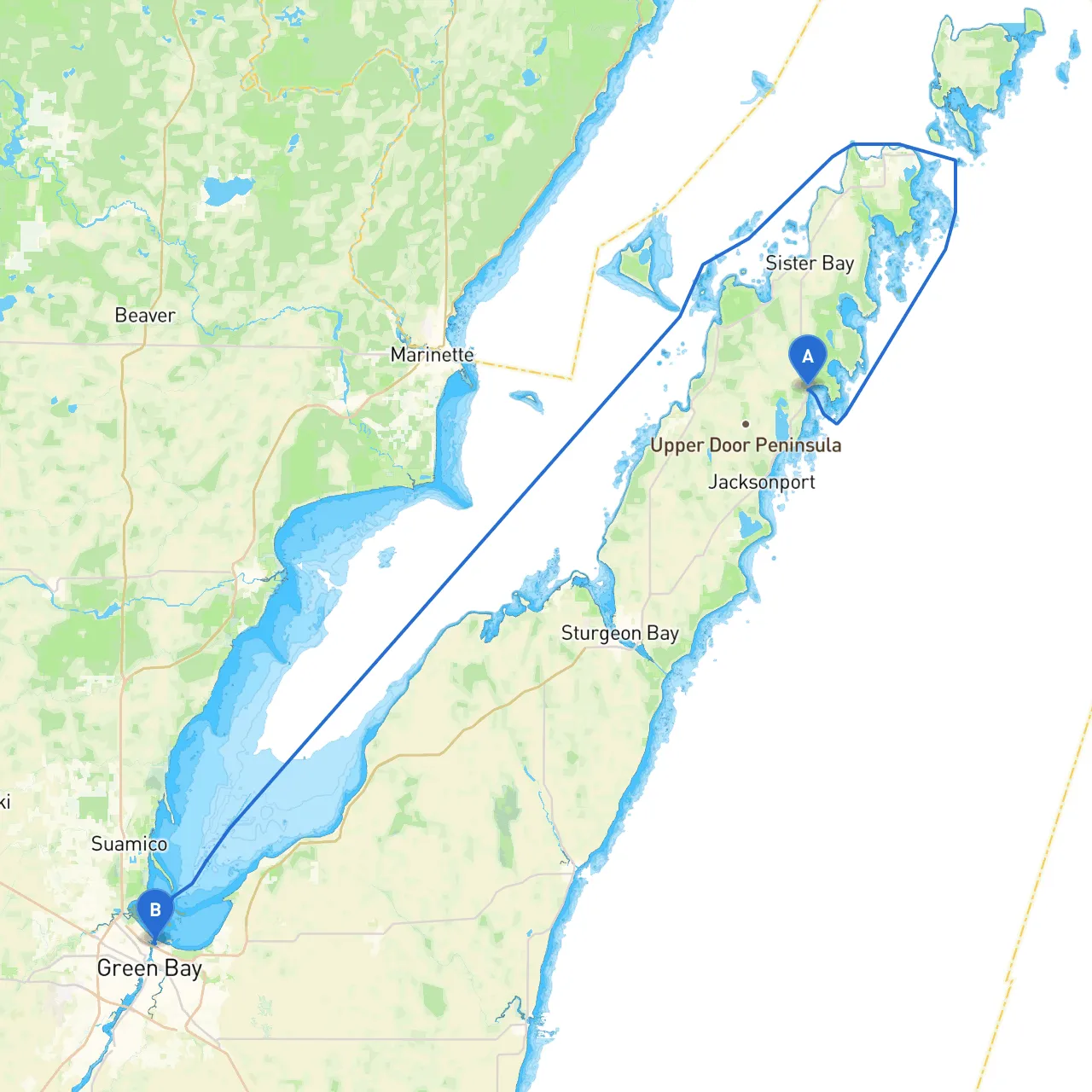 Baileys Harbor to Green Bay
