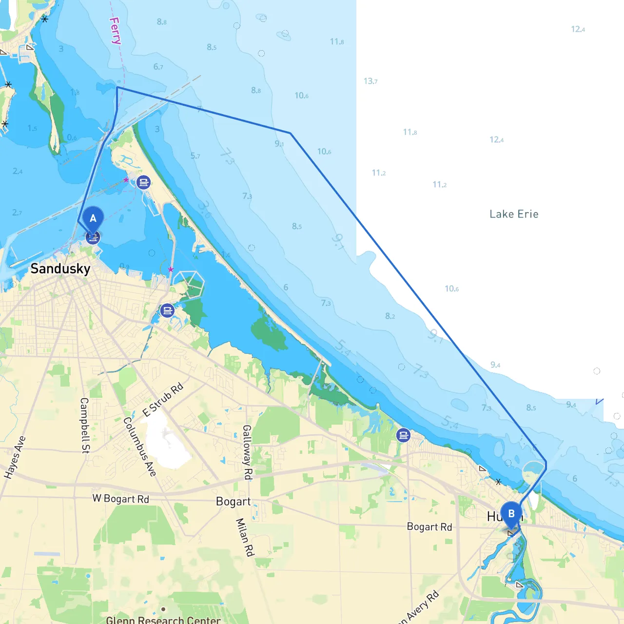 Sandusky to Huron
