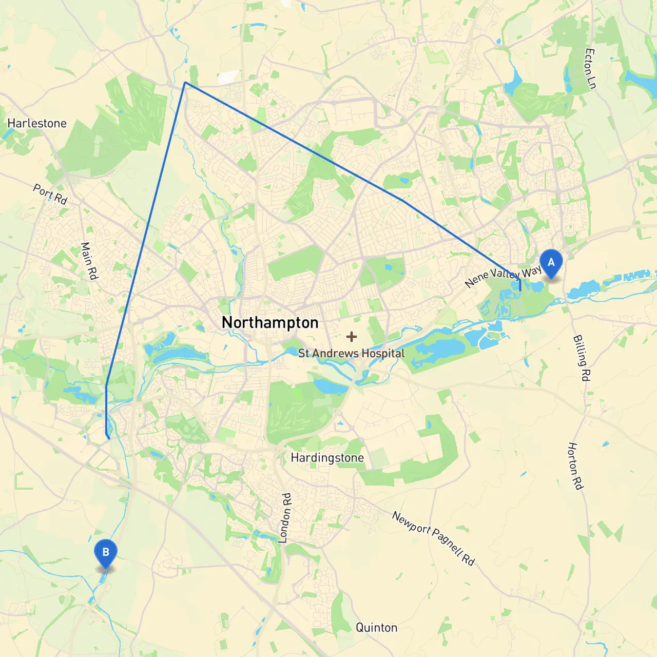 Northampton to Northamptonshire