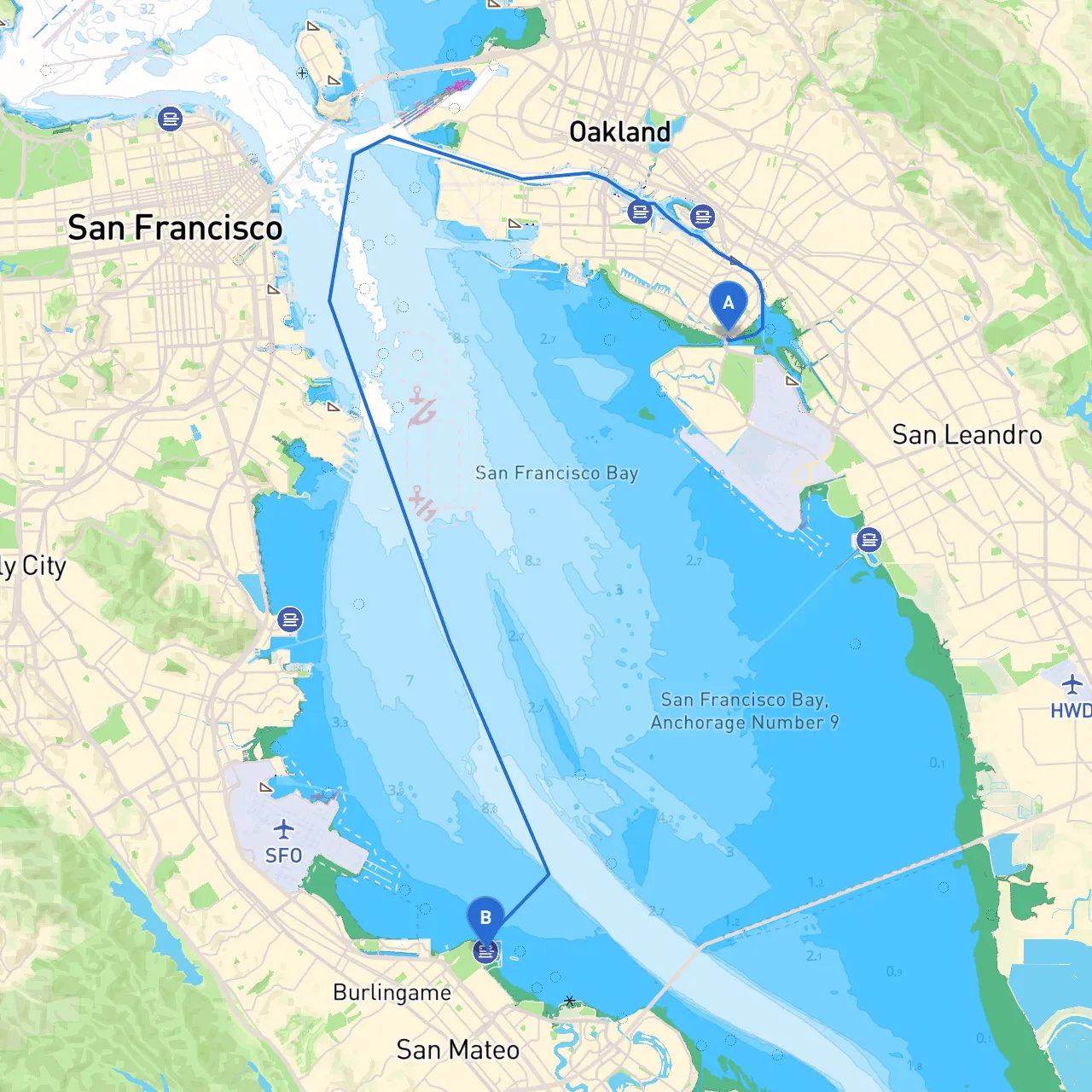 Alameda to San Mateo