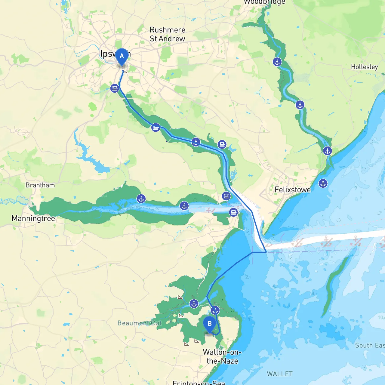 Ipswich to Walton on the Naze