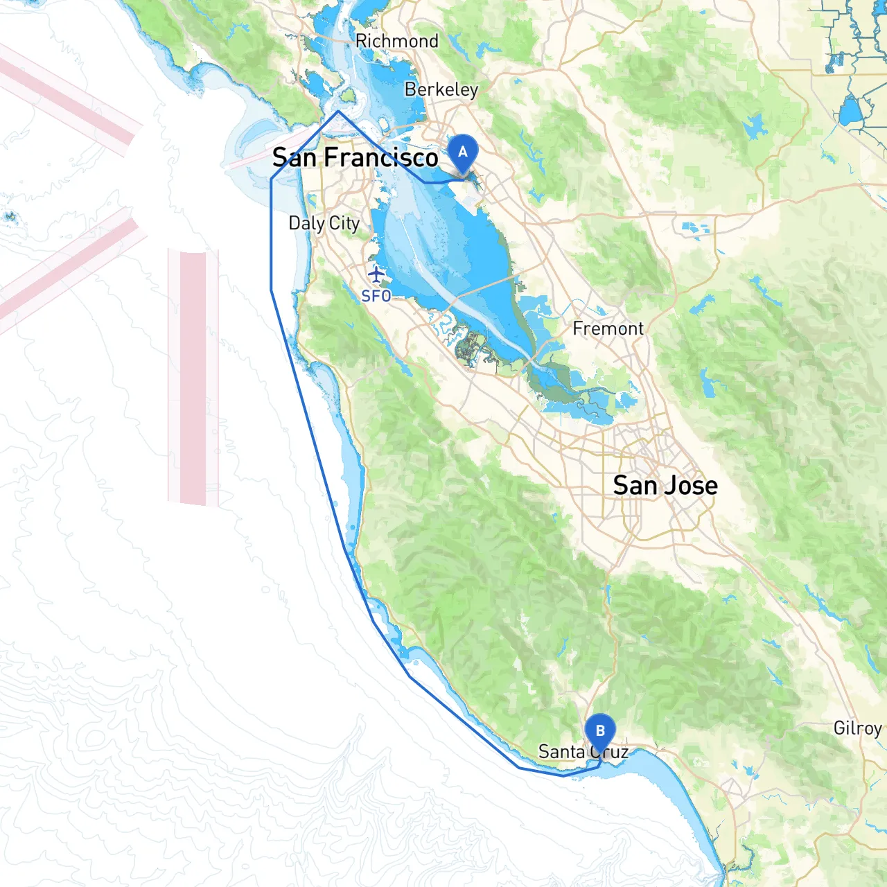 Alameda to Santa Cruz
