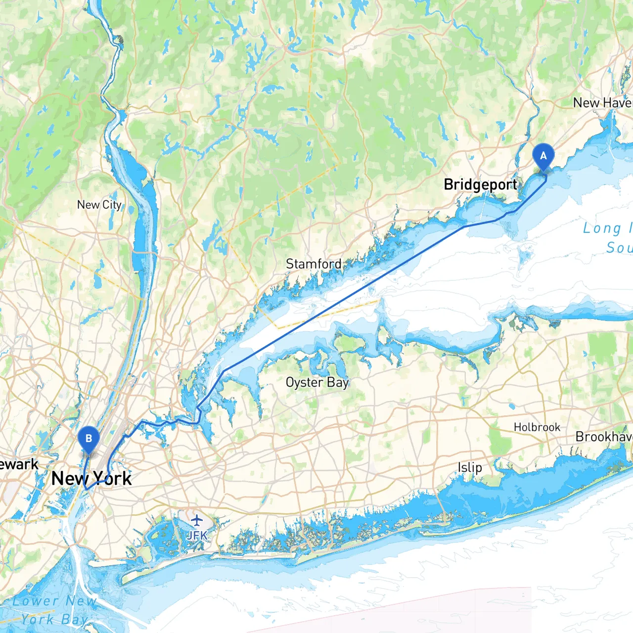 Milford to New York