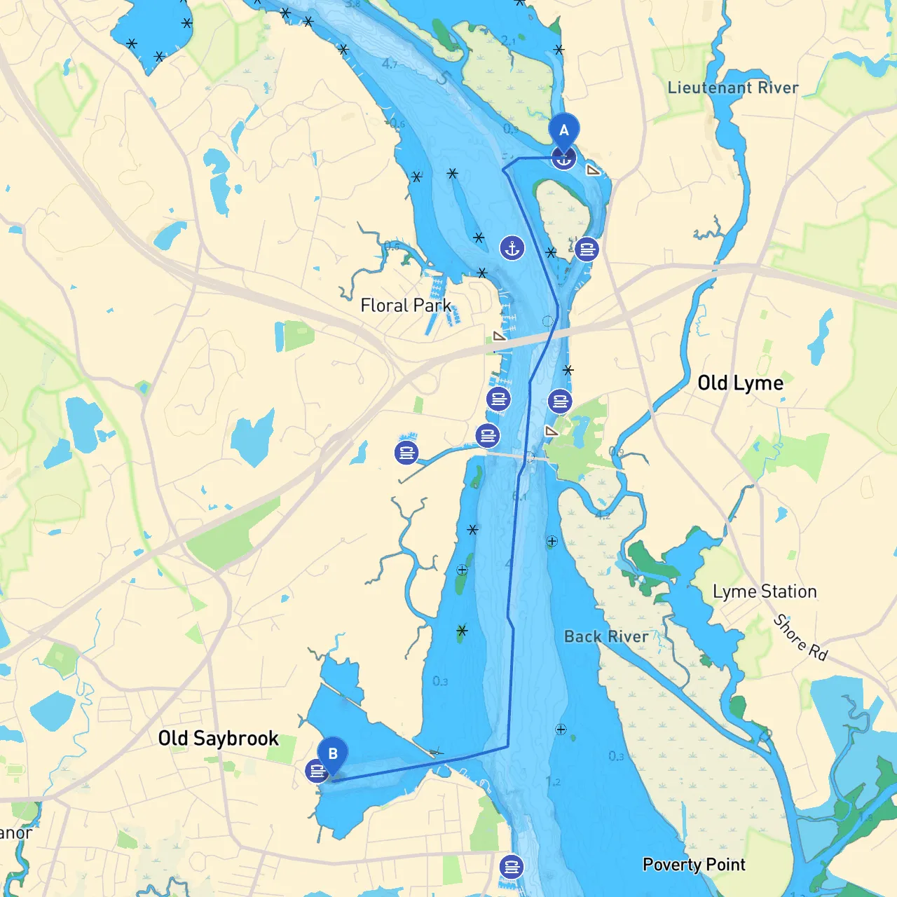 Old Lyme to Old Saybrook