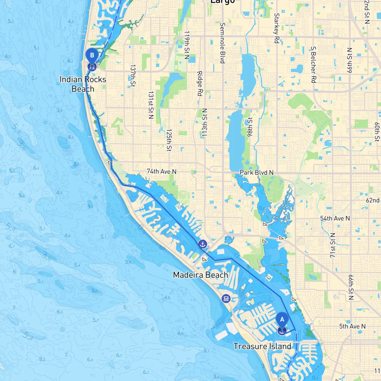 Treasure Island to Indian Rocks Beach