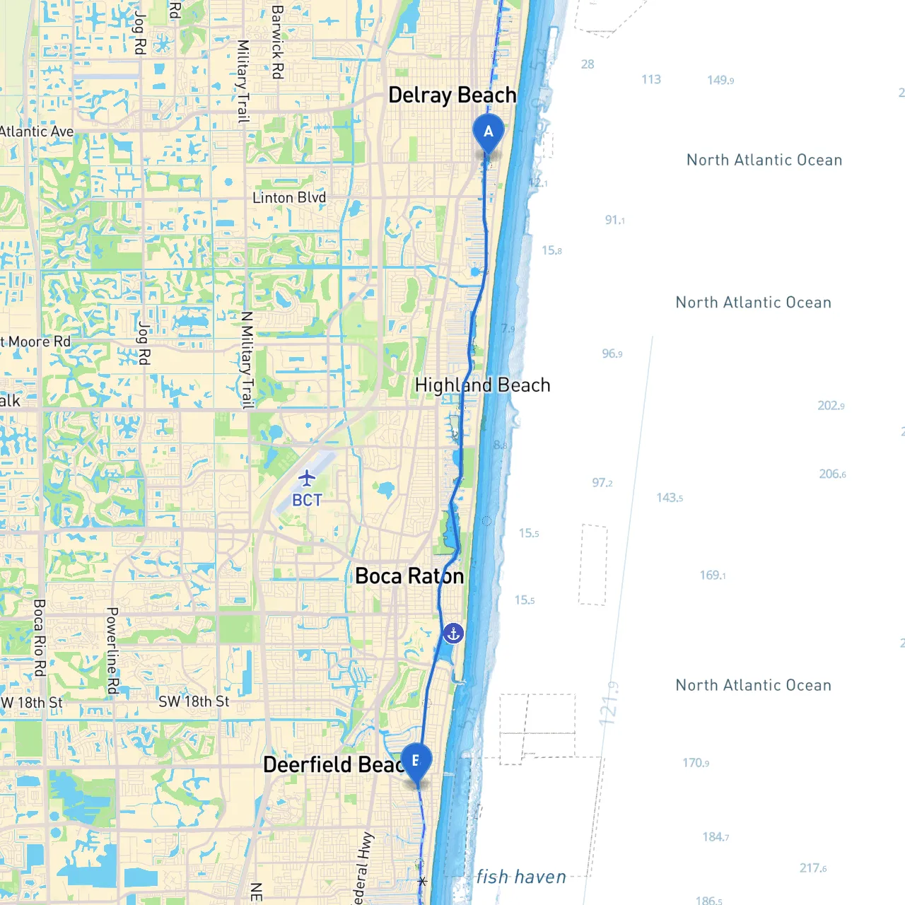 Delray Beach to Deerfield Beach