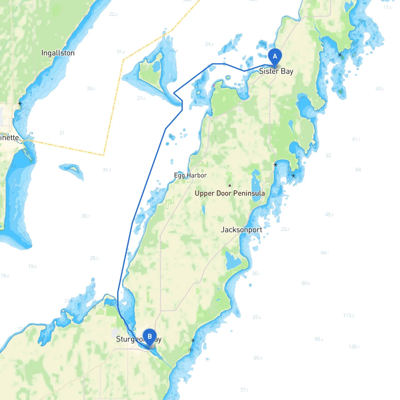Sister Bay to Sturgeon Bay