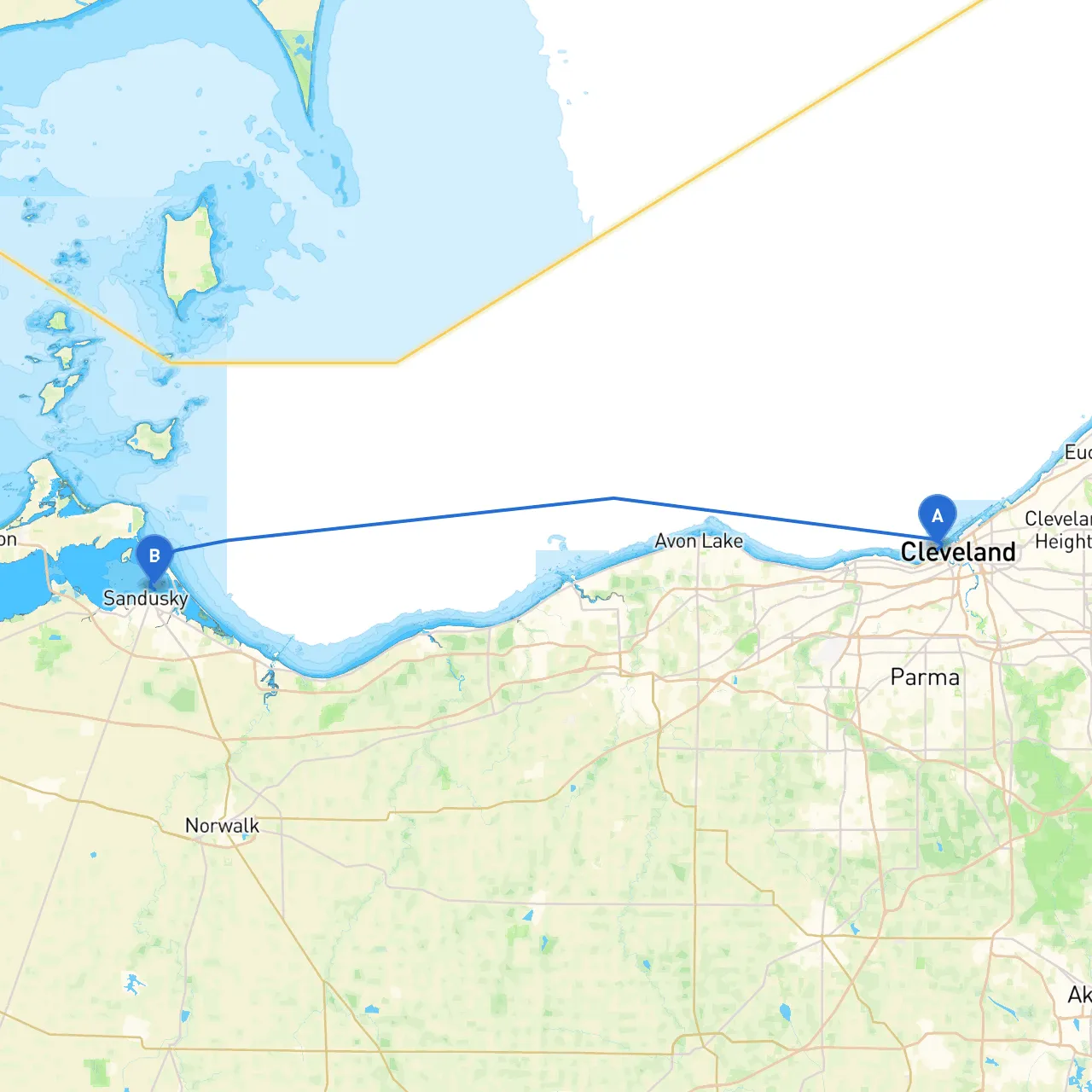 Cleveland to Sandusky