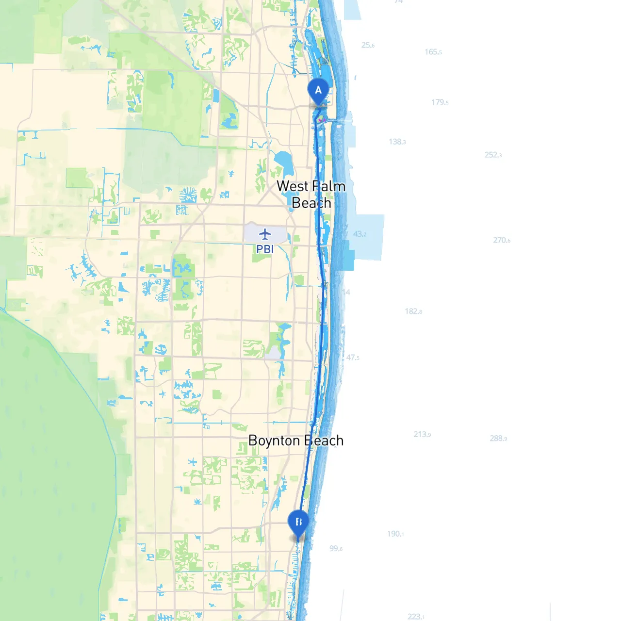 Riviera Beach to Delray Beach
