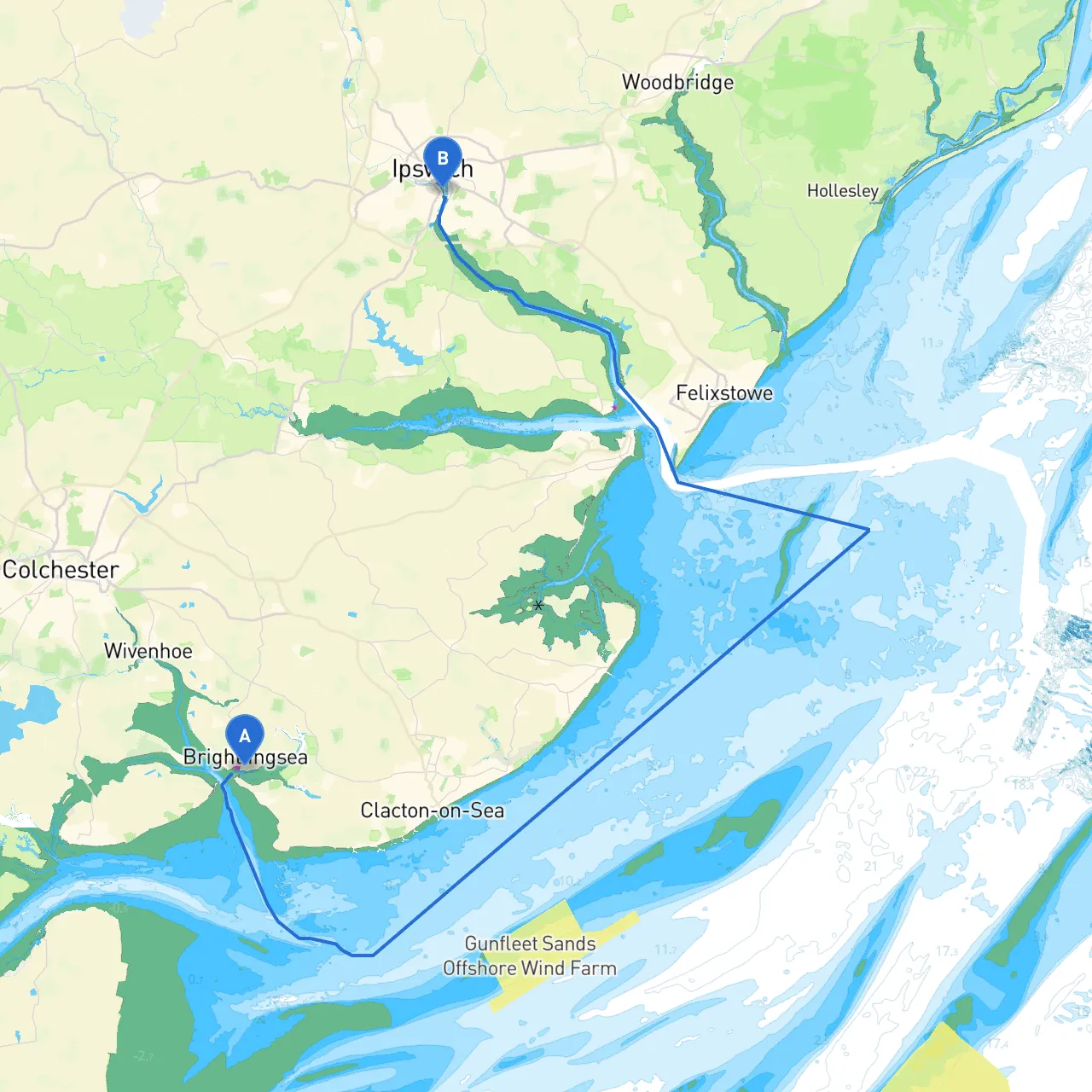 Brightlingsea to Ipswich