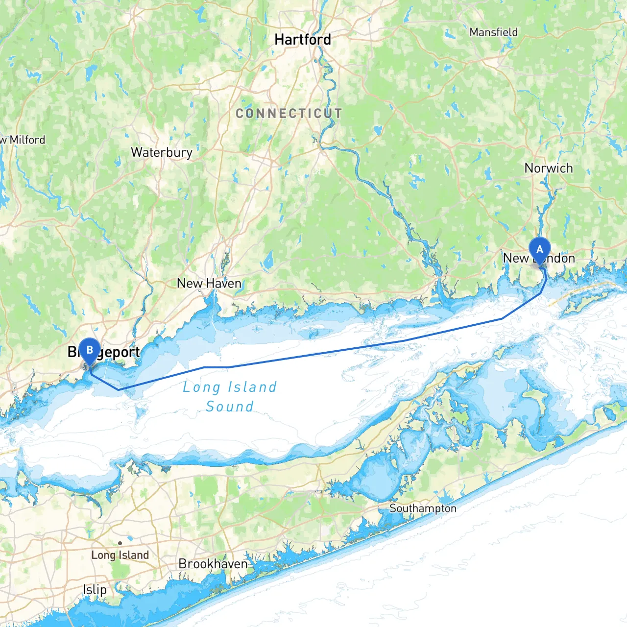 New London to Bridgeport