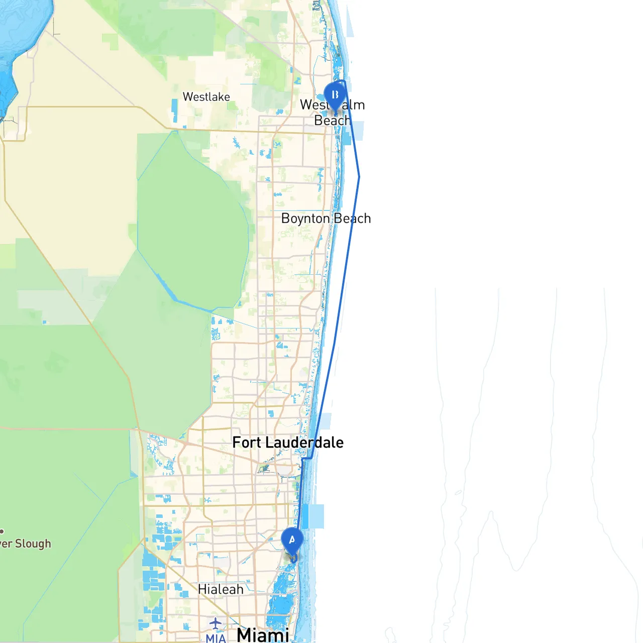North Miami to West Palm Beach