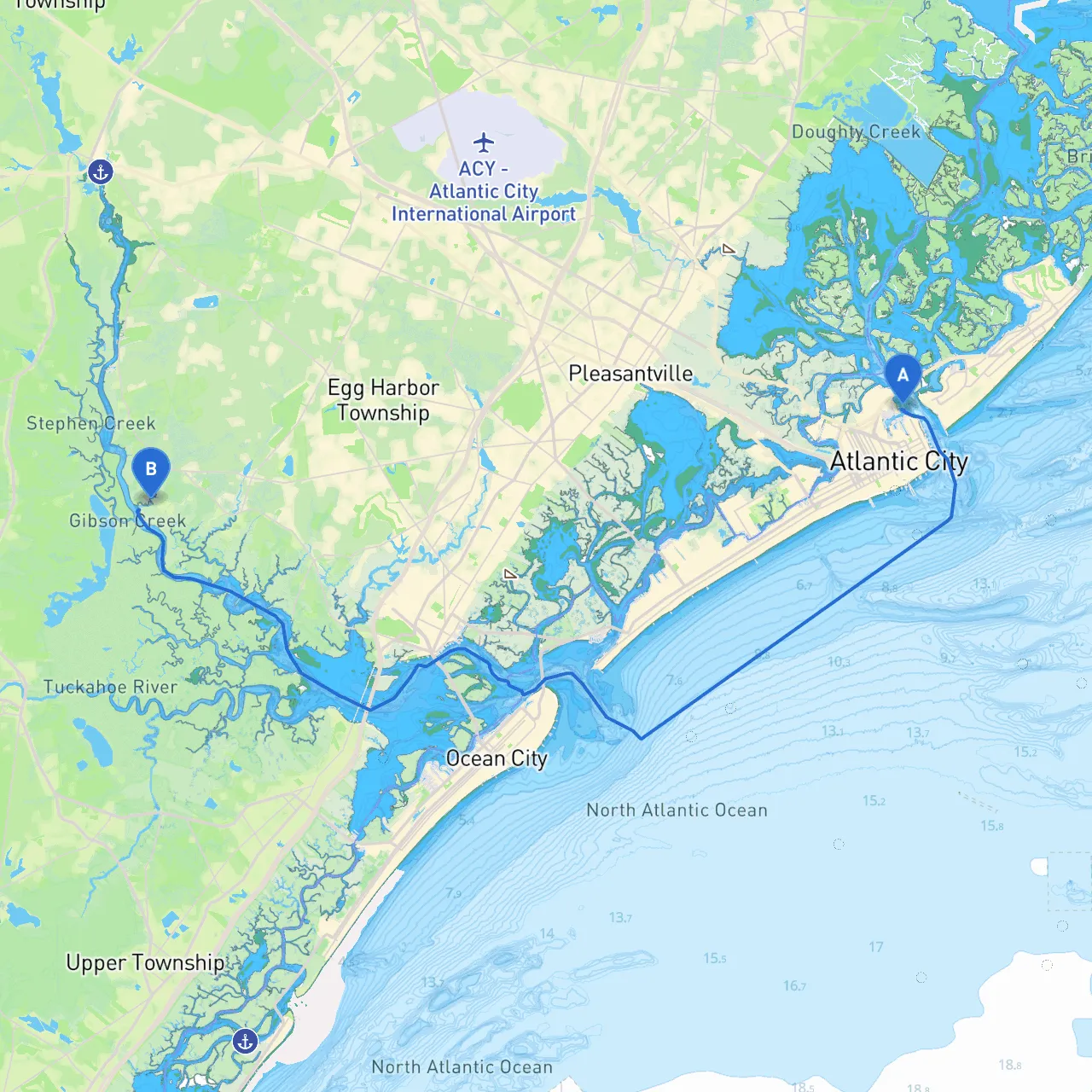 Atlantic City to Egg Harbor Township