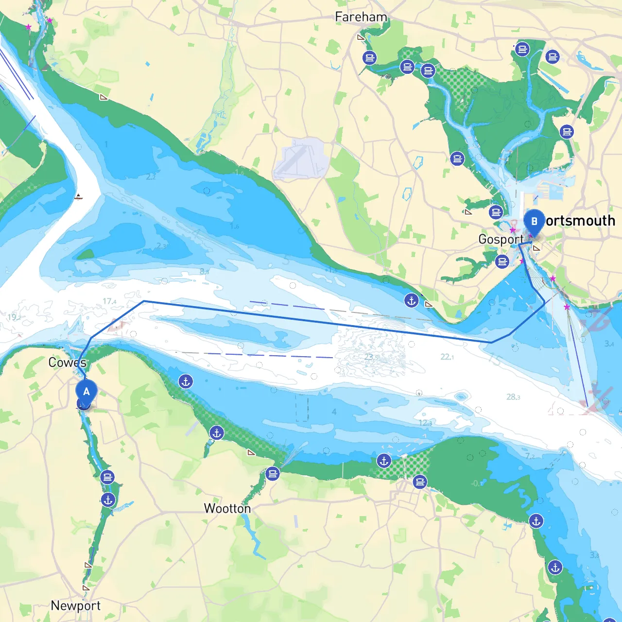 East Cowes to Portsmouth