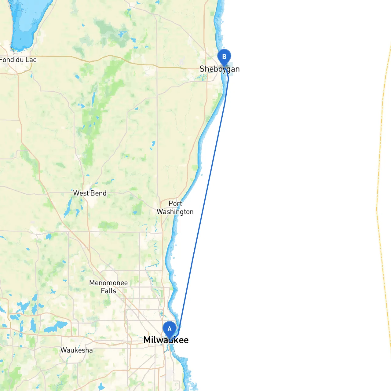 Milwaukee to Sheboygan