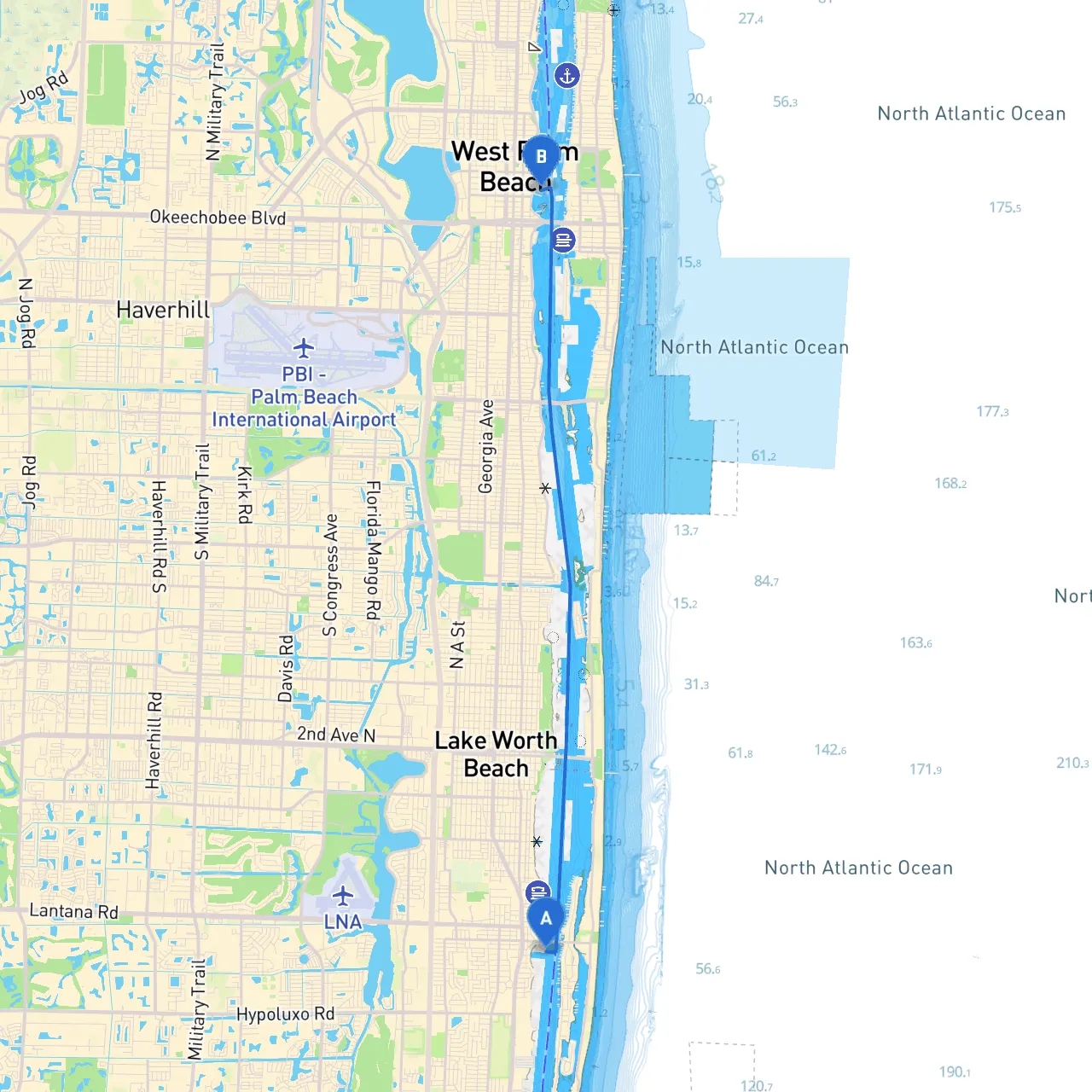 Lantana to West Palm Beach