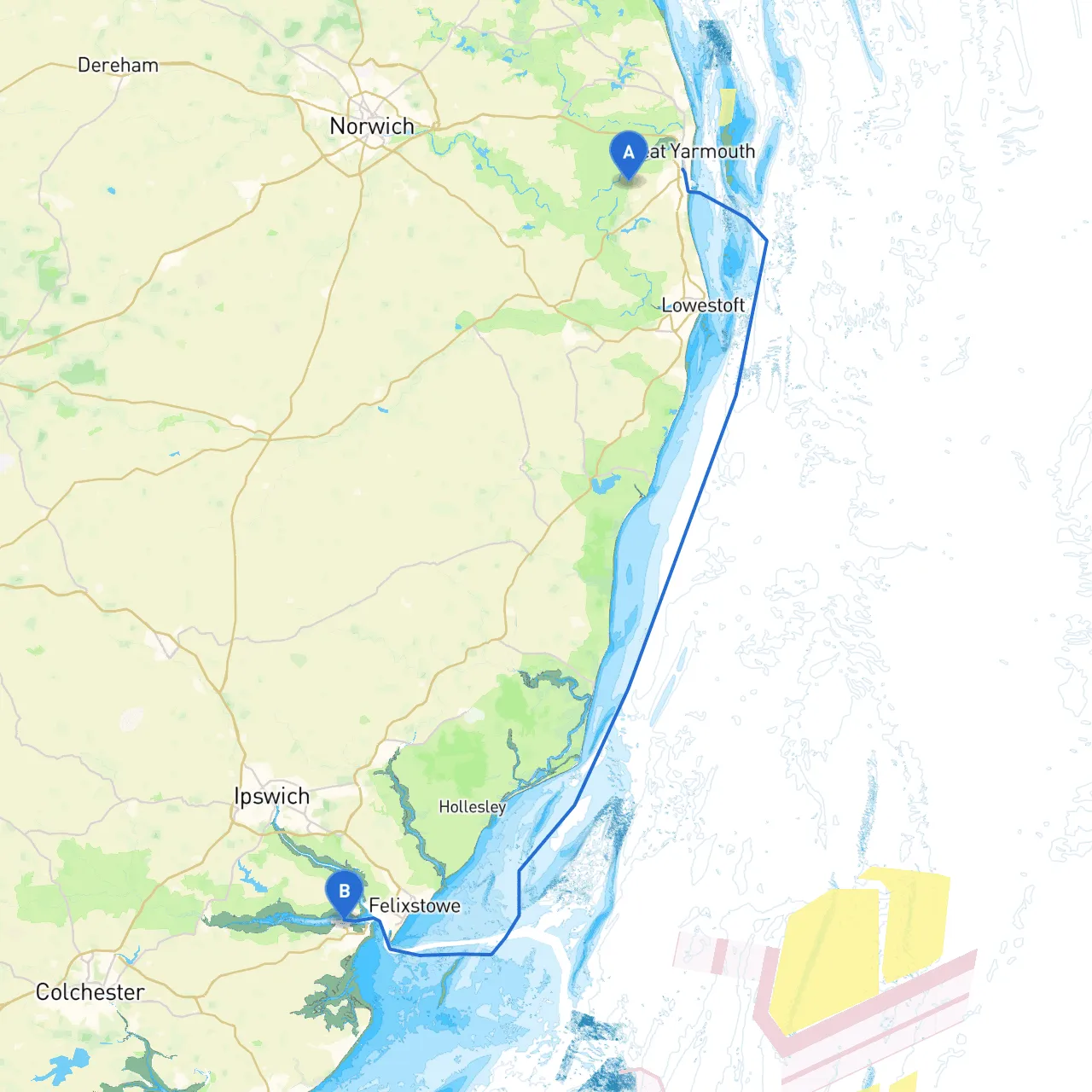 Great Yarmouth to Harwich