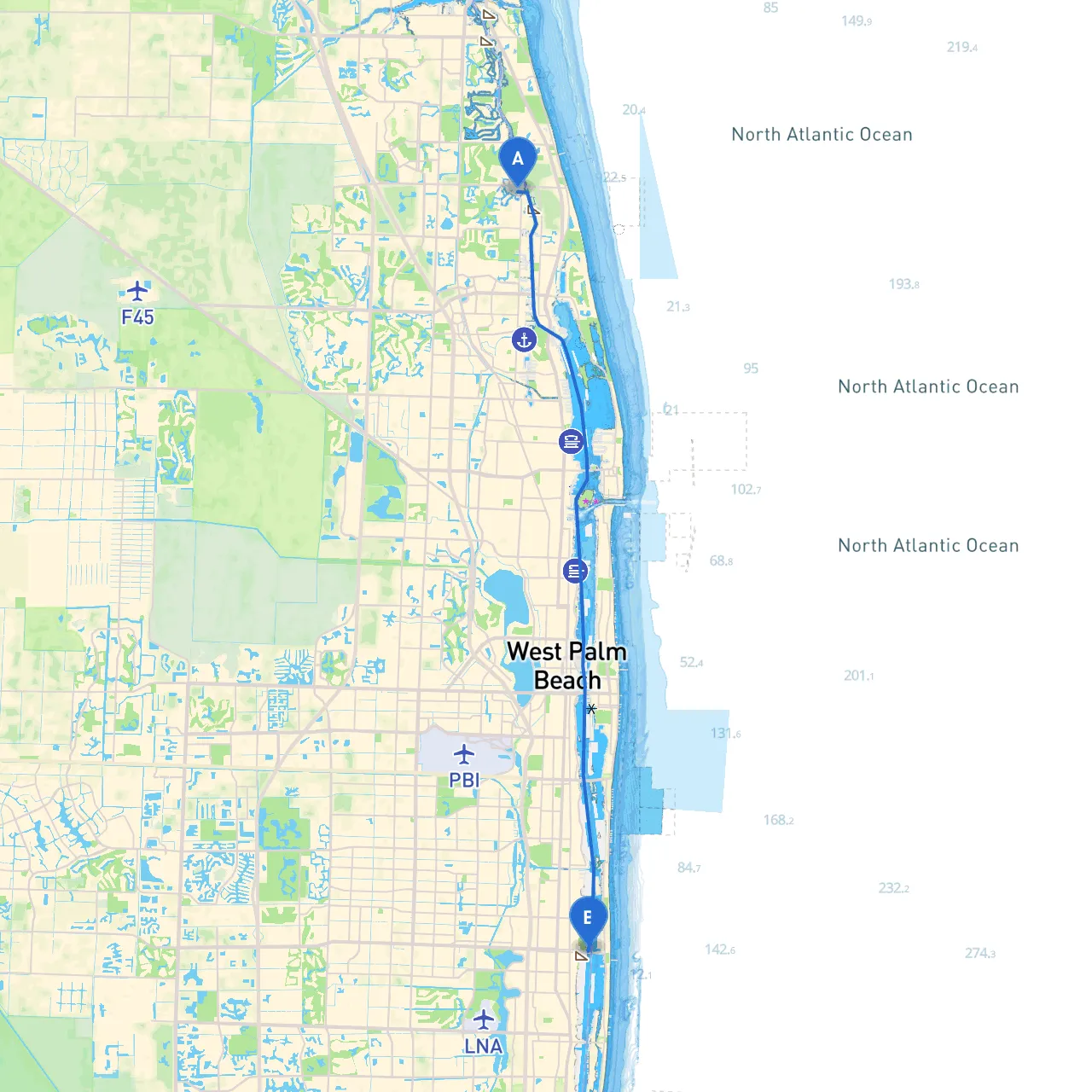 Palm Beach Gardens to Lake Worth