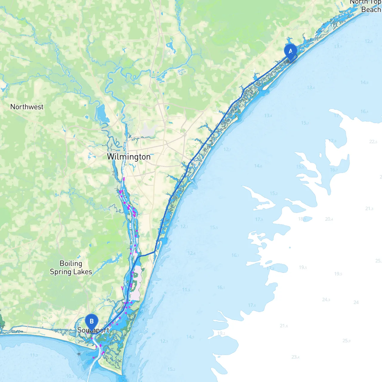 Topsail Beach to Southport, NC